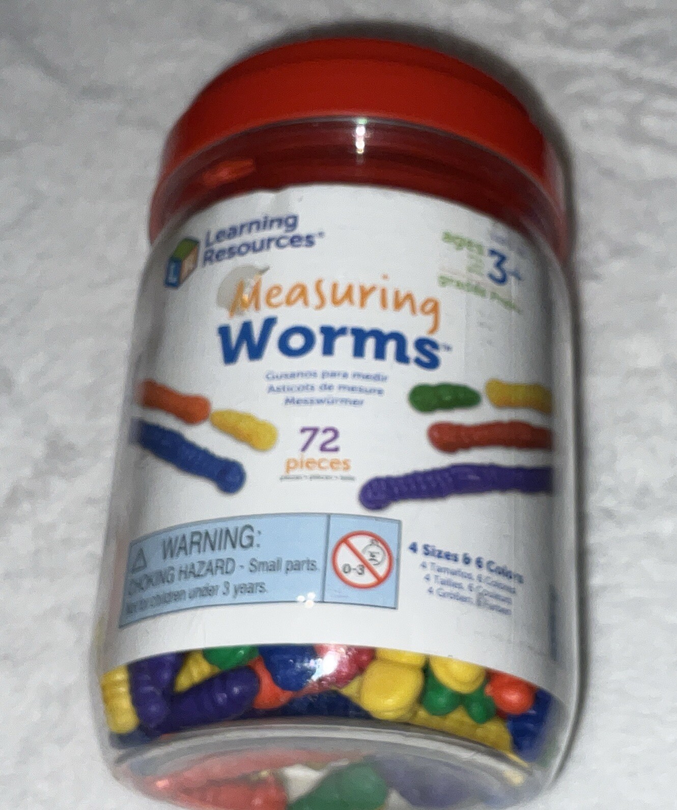 Learning Resources Measuring Worms 72 Pieces, Ages 3+ Toddler Learning Brand New