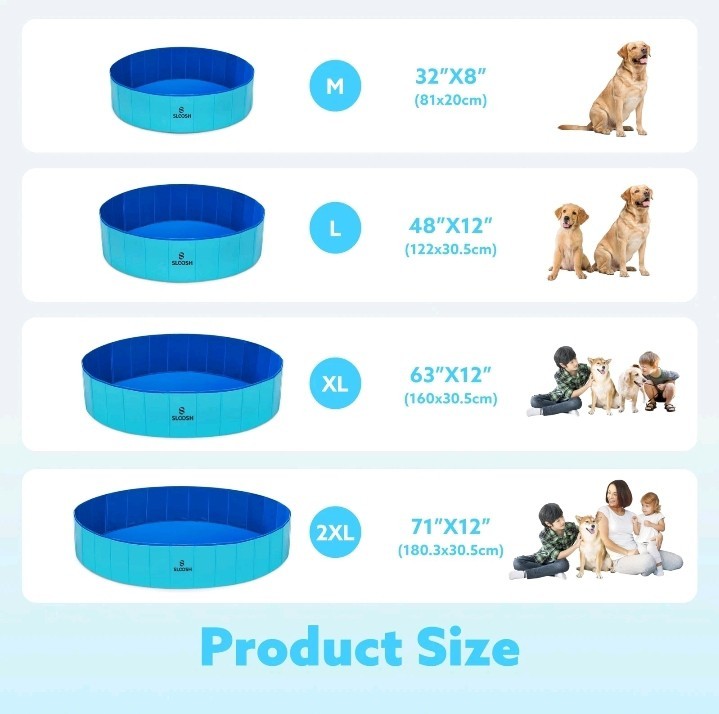 SLOOSH Foldable Dog Kiddie Pool – Portable Hard Plastic Doggie Swimming Pool..C1
