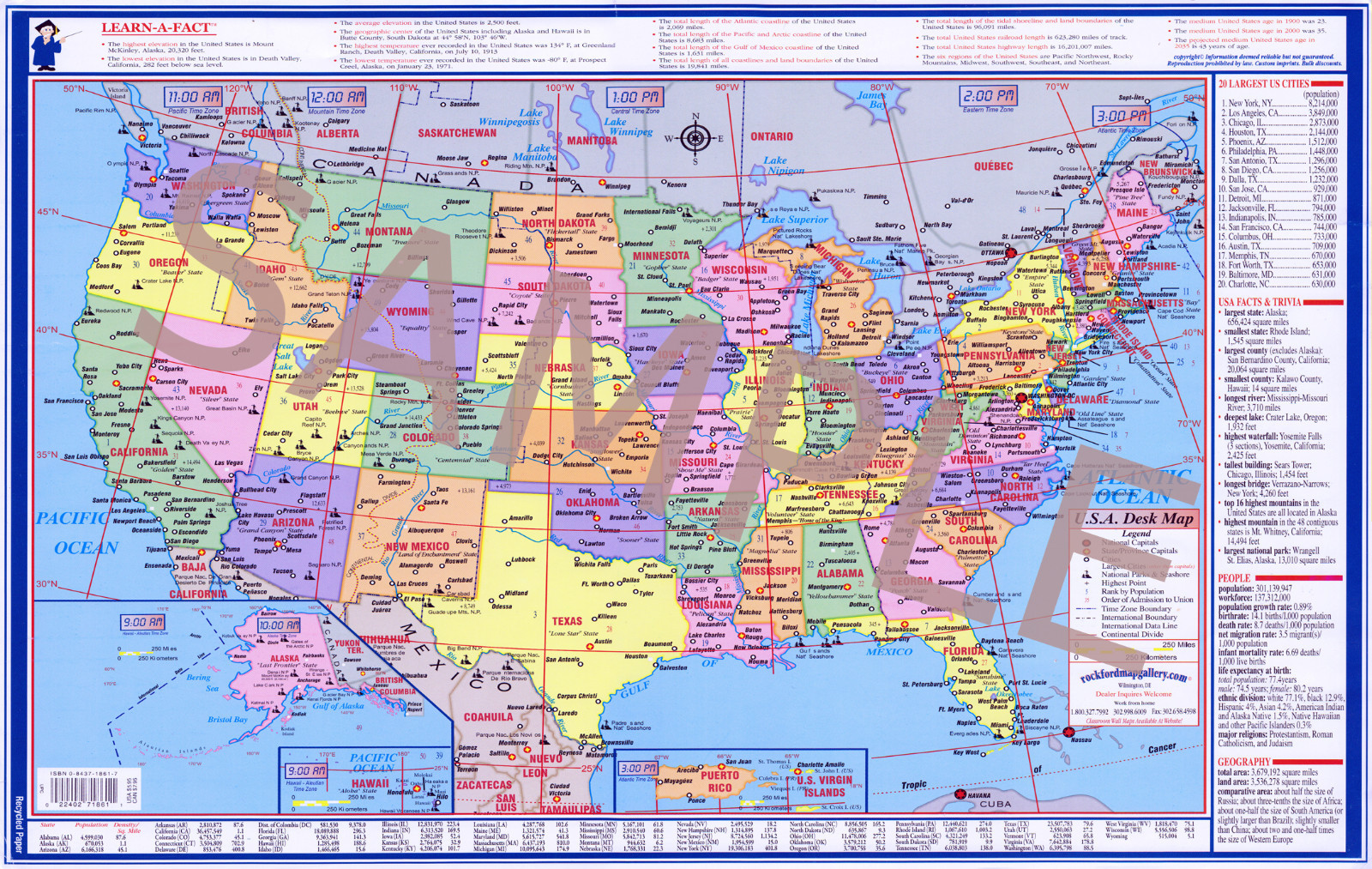 World USA 2-sided Small Desk Map 1-12 Learn-A-Map(6x)