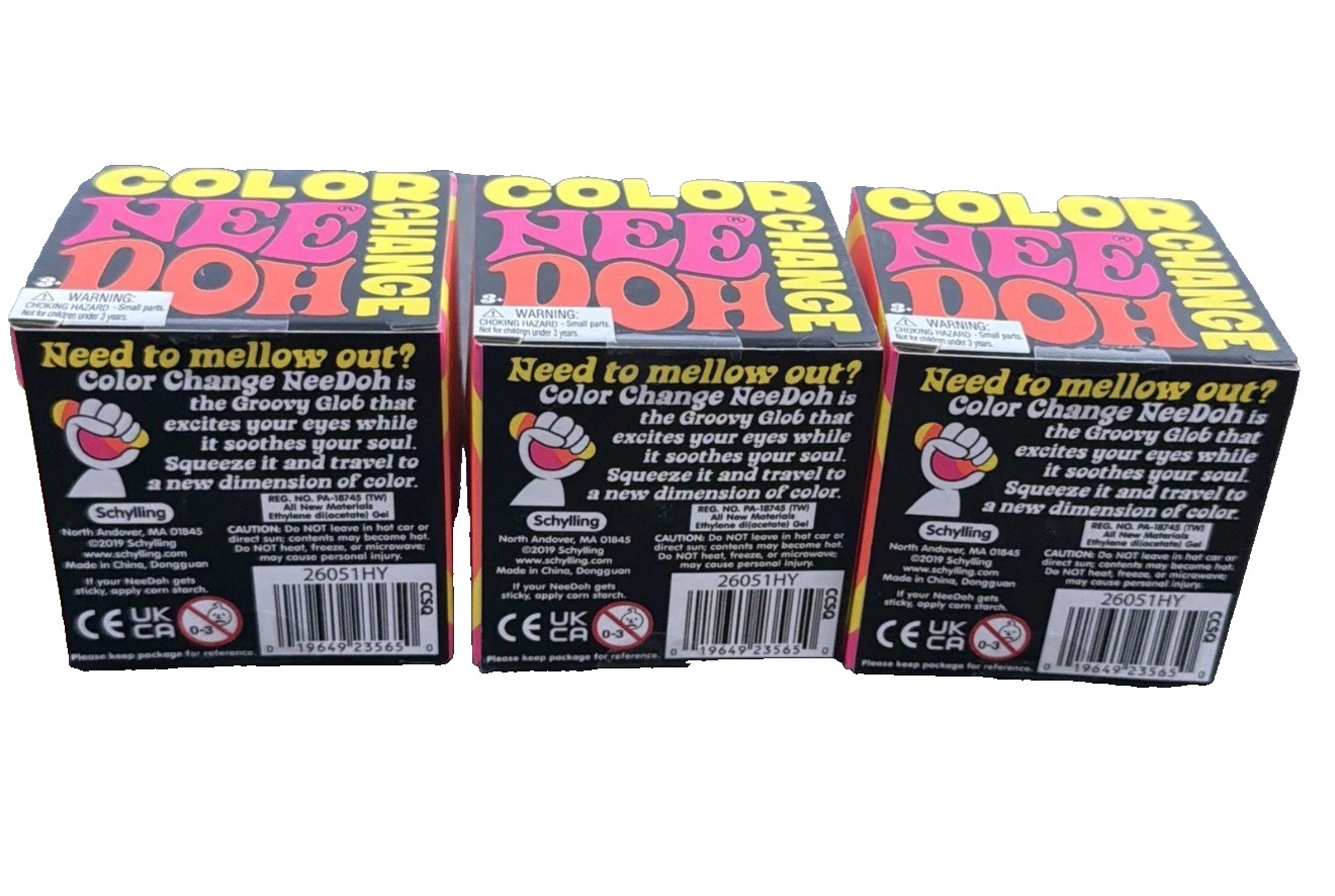 AUTH Schylling NeeDoh Color Change Squeeze Ball Stress Reliever Blue Pink Yellow