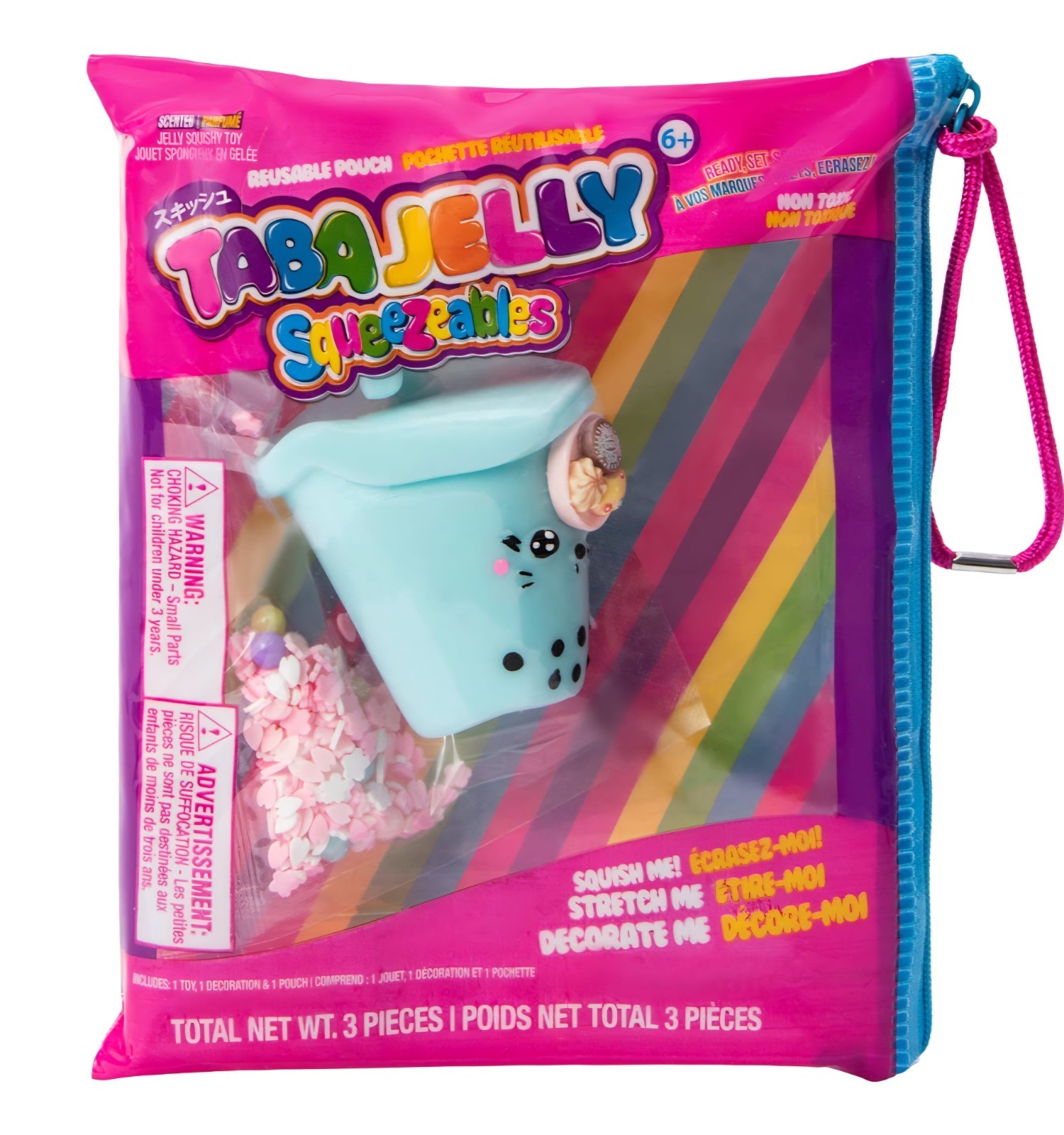 Taba Jelly Squeezeables Blue Boba Squishy, Bobby Boba Squishi Squeeze Toy USA