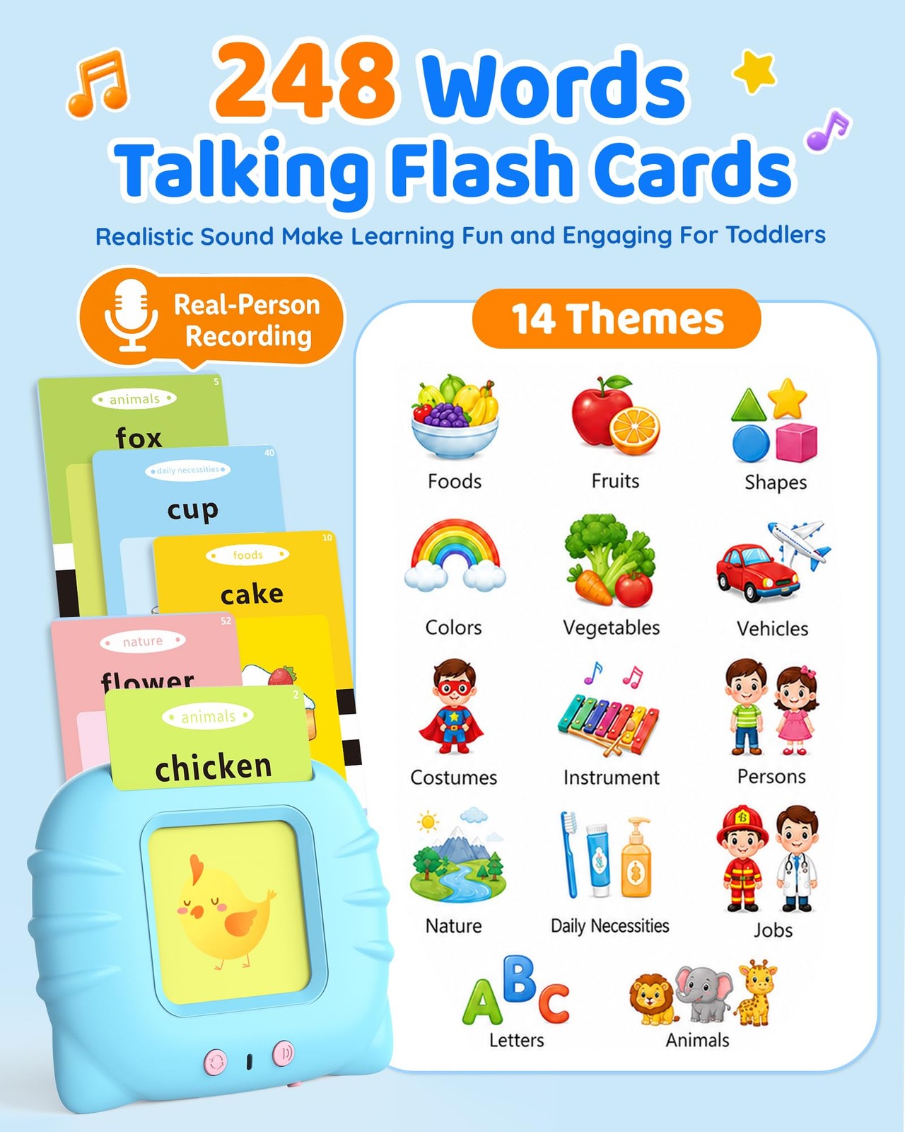 Aullsaty Talking Flash Cards for Toddlers 1-3, Upgraded 248 Sight Words Monte…
