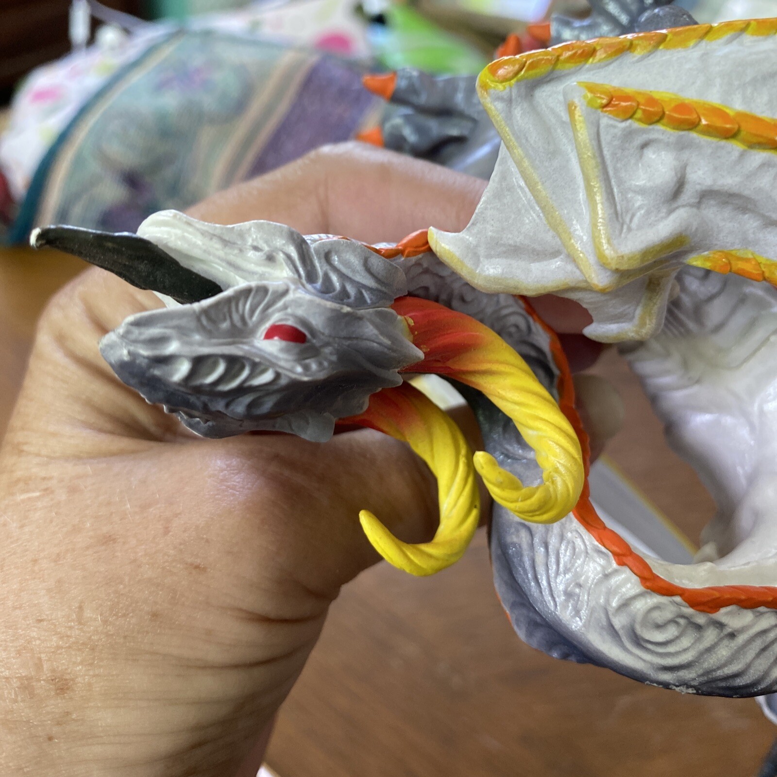 2017 Safari Ltd Smoke Dragon Figure Toy Gray Orange Fantasy Dungeon Dragons