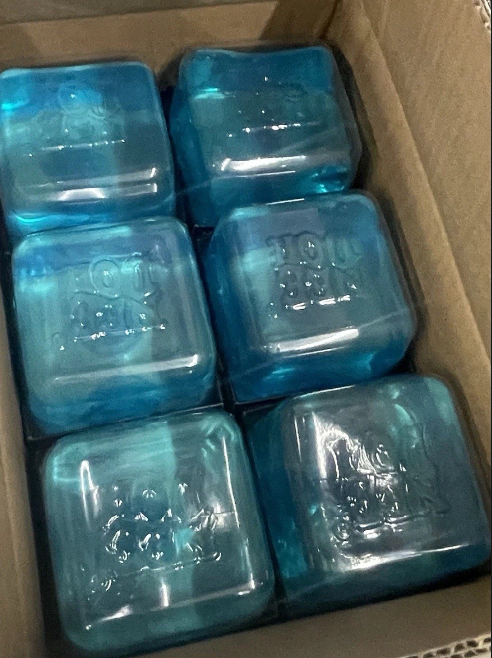 Lot Of 6 NeeDoh Nice Berg Blue XL Giant Nee Doh Niceberg Solid Squish Cube Block