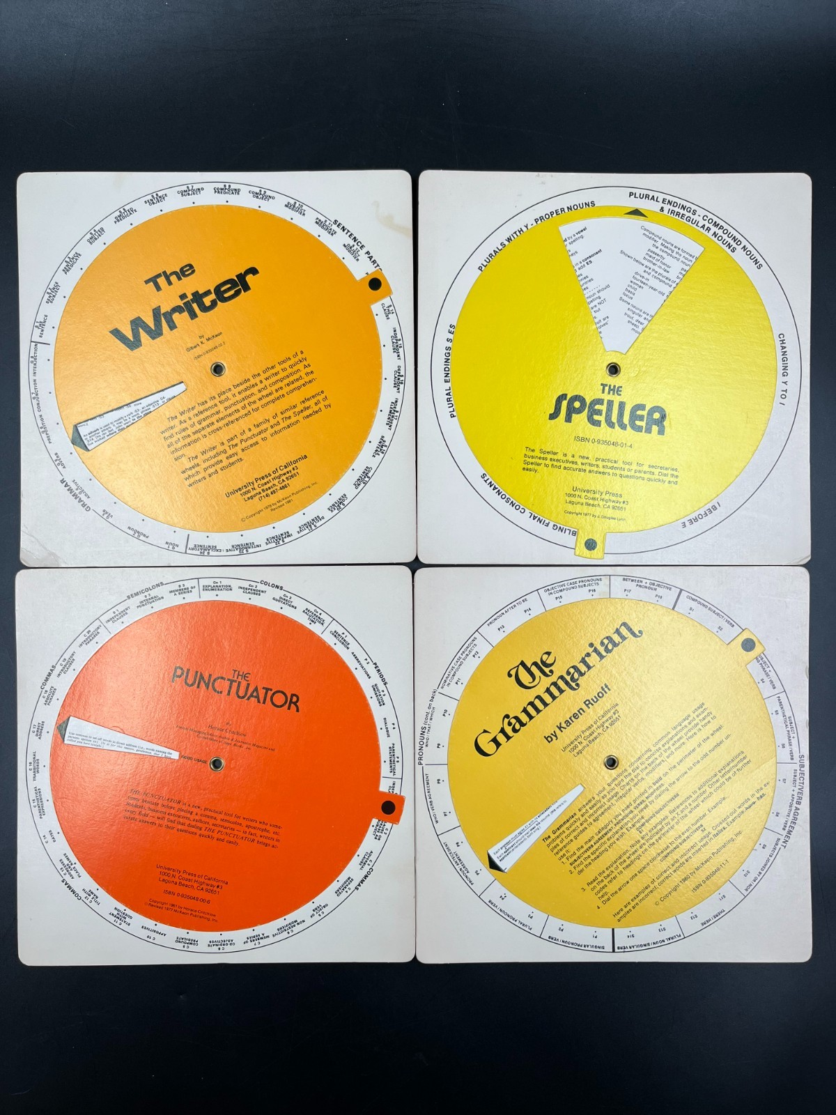 Lot of 4 1970’s Vintage Educational Wheel Charts, Guides, Study Cards