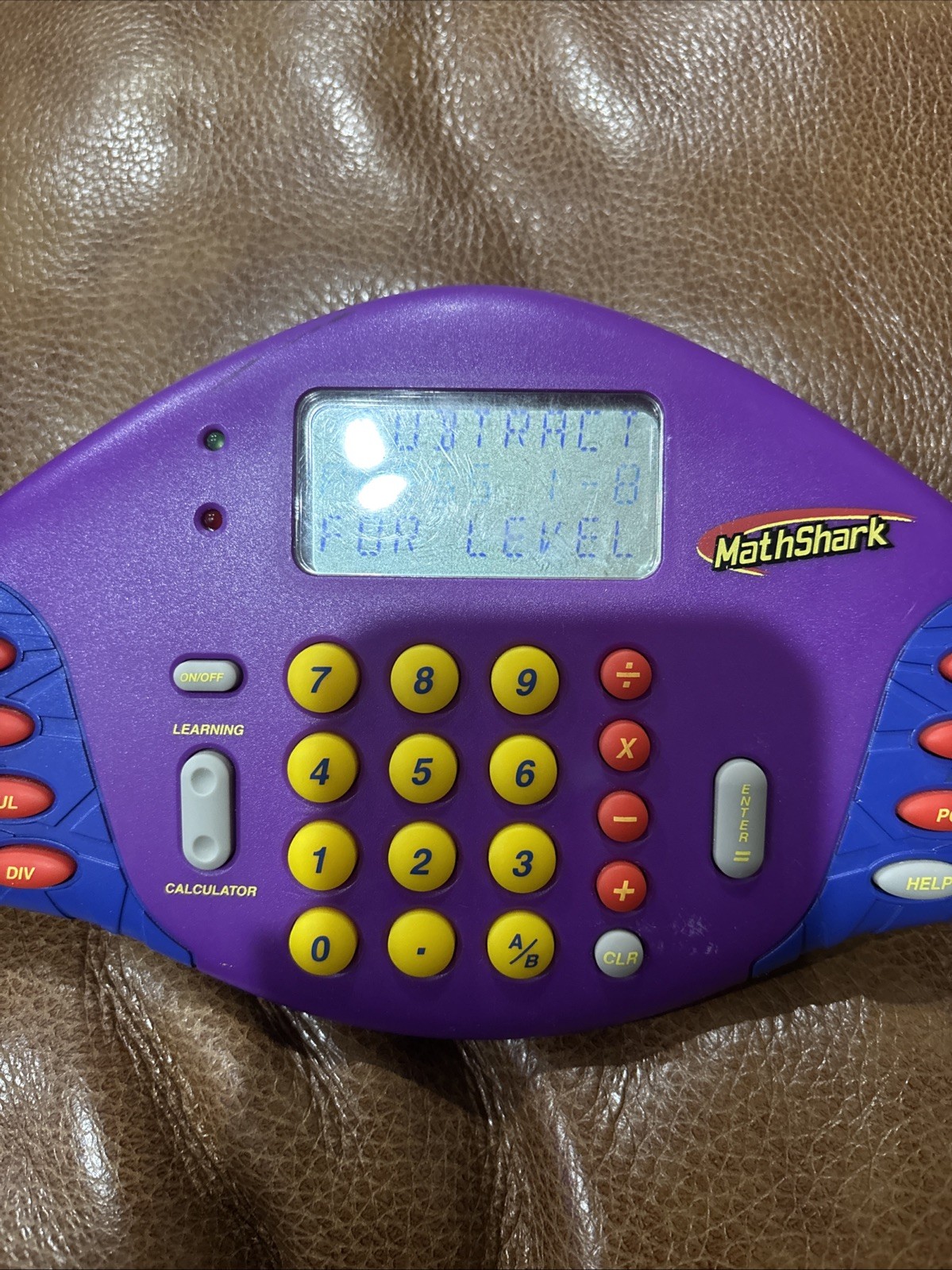 TESTED Math Shark Electronic Handheld Educational Learning System EI-8490 Purple