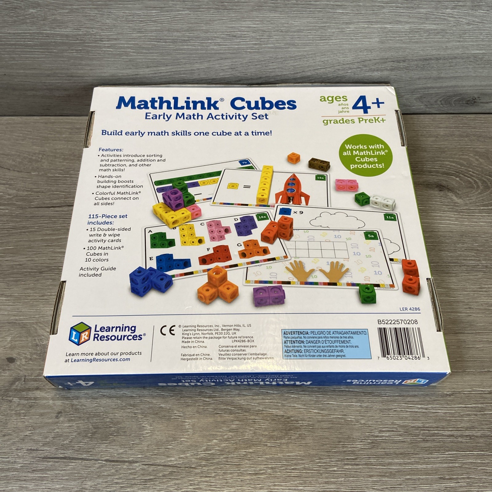Learning Resources MathLink Cubes 115 pcs Math Activity Set Counting Linking 4+