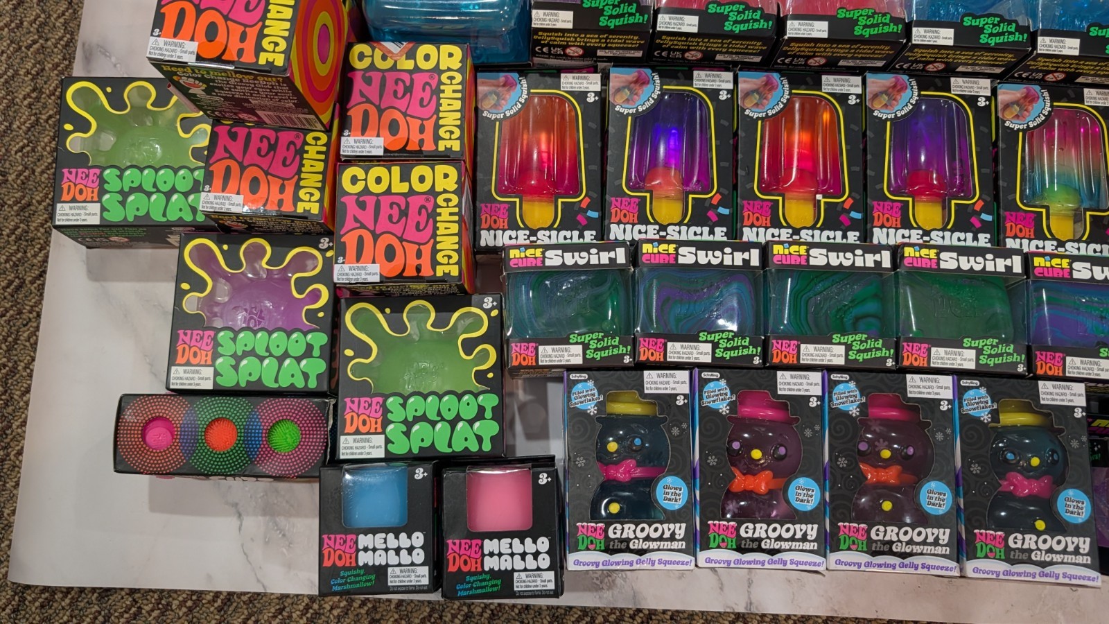 Needoh Lot of 100: Nice-Sicle, Nice Cubes, Groovy Glowman, Jelly Squish, MORE!!