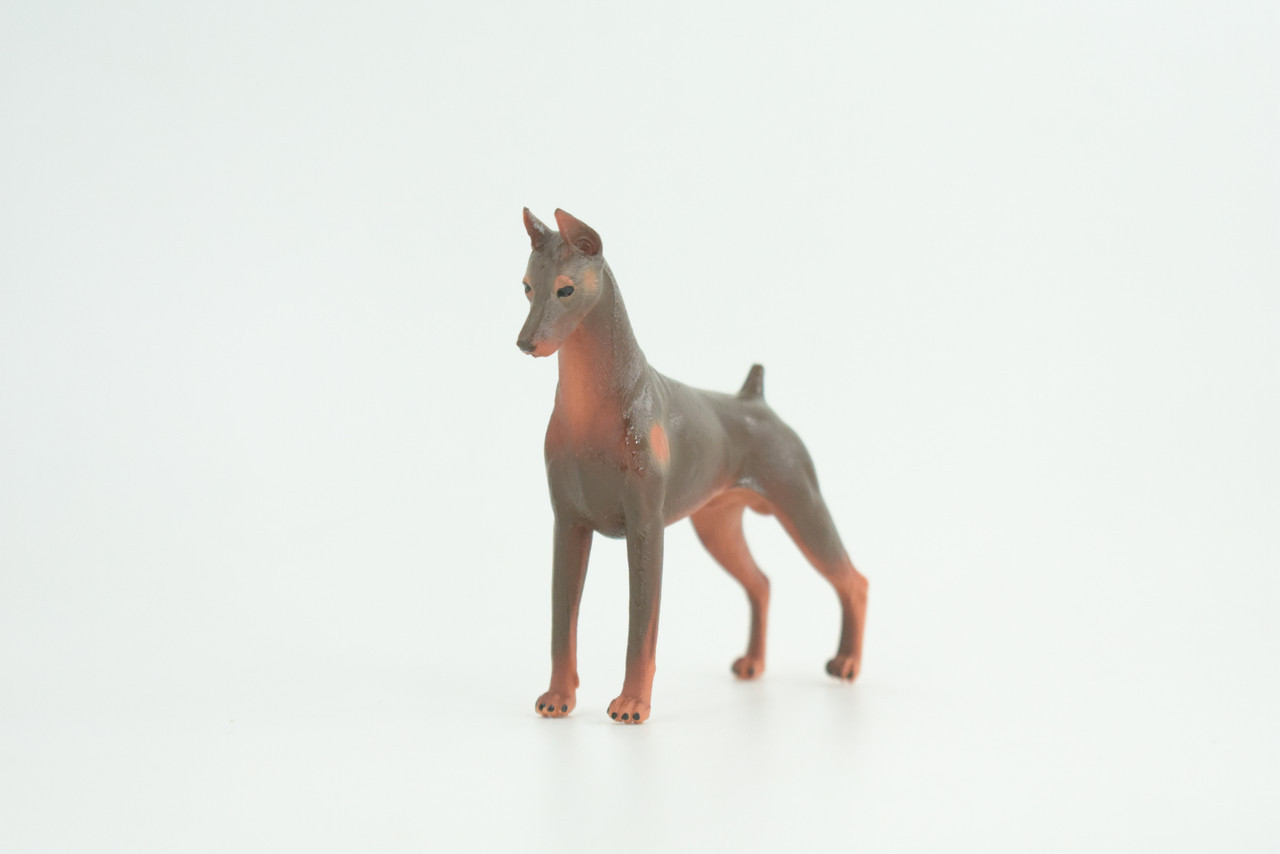 Dobermann Toy Dog, Realistic Hand Painted Rubber Model, 4 Inches CH980 BB213