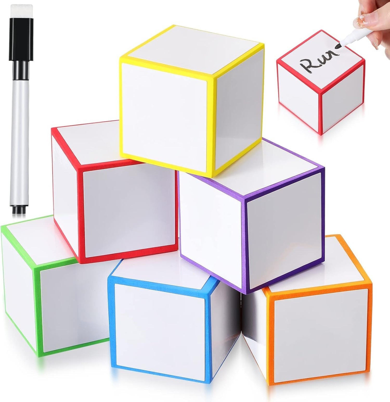 Dry Erase Dice Set of 4-2×2 inches Multipurpose Colorful Write On Wipe Off Dr…