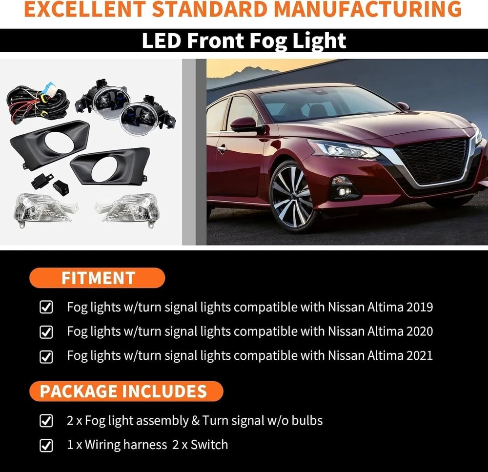 Bumper Fog Lights Assembly Compatible with Altima 2019 2020 2021 Left & Right