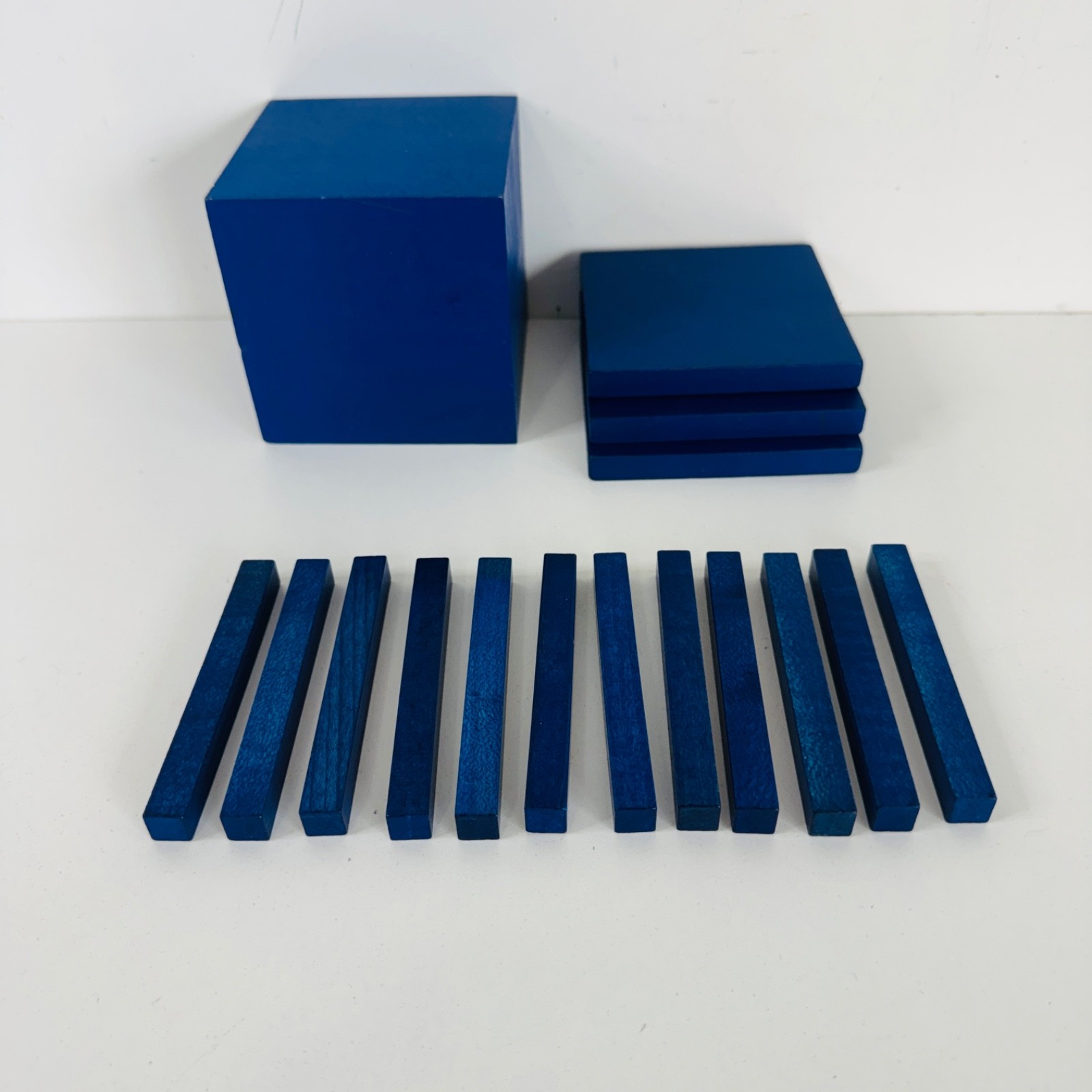 Wooden Math Manipulatives Blocks Set Rods Cubes Flats Homeschool 370+ Pieces