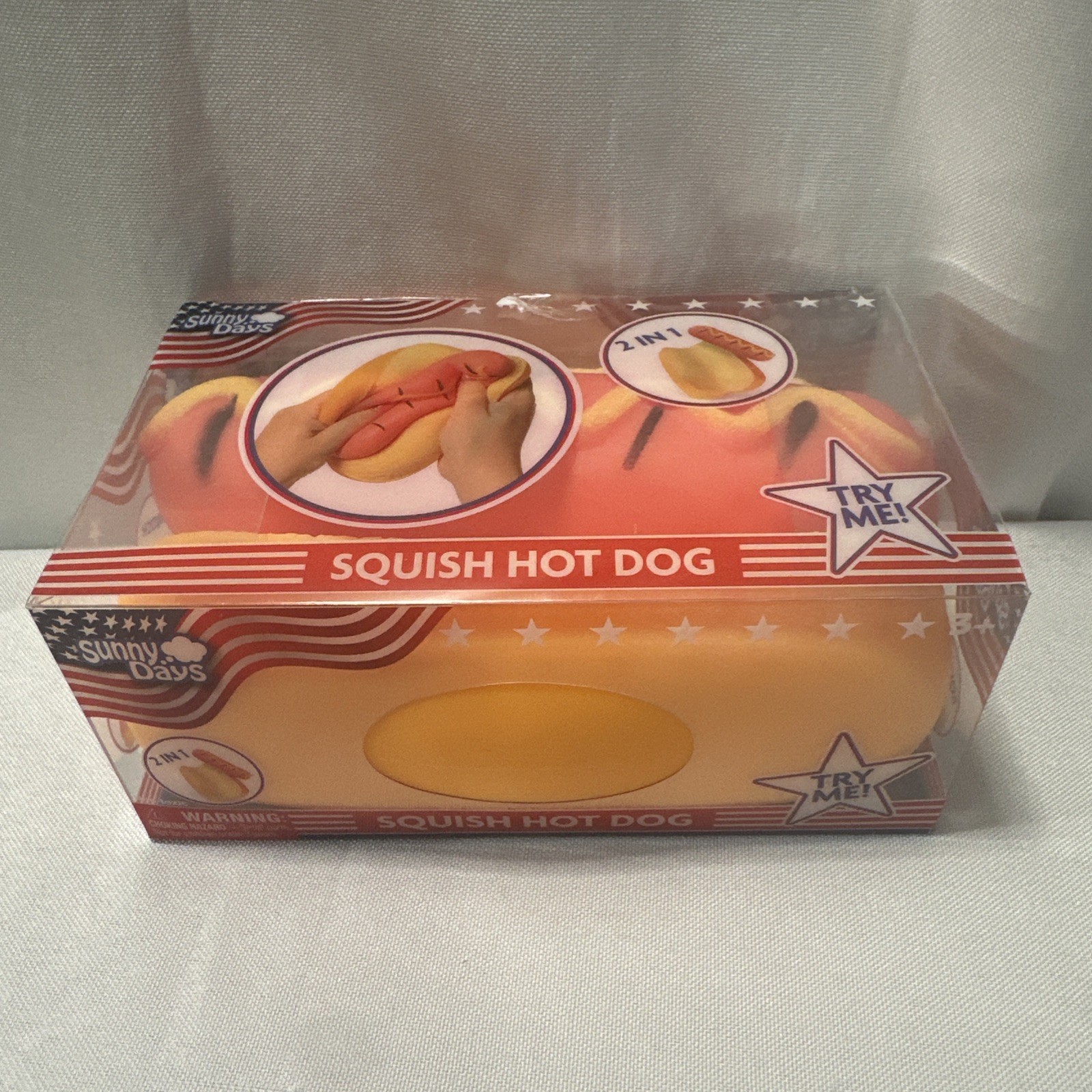 Squishy Hot Dog Squeezy Fidget Toy Sunny Days 2-in-1 Hotdog Stress Relief Viral