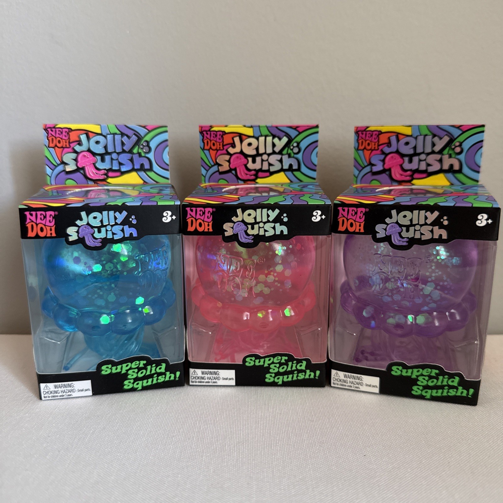 Authentic Full Set Schylling NeeDoh Jelly Squish Blue / Pink / Purple – Sealed