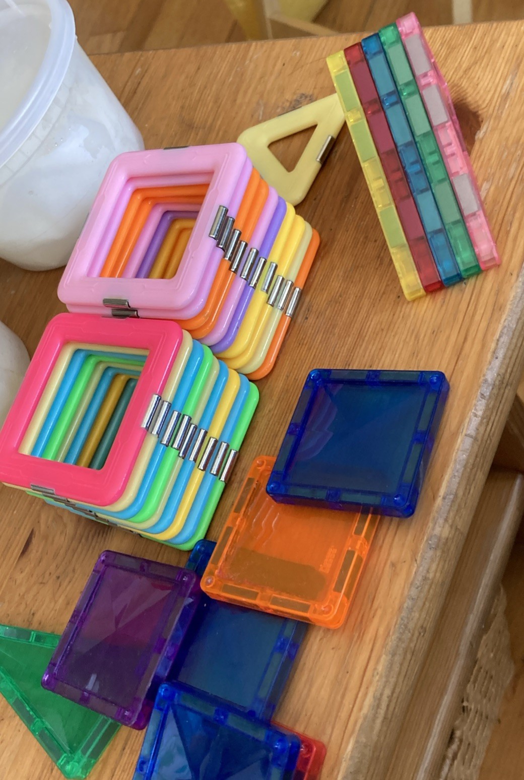 Lot of 32 Magnetic Tiles Different Colors/types Early Learning