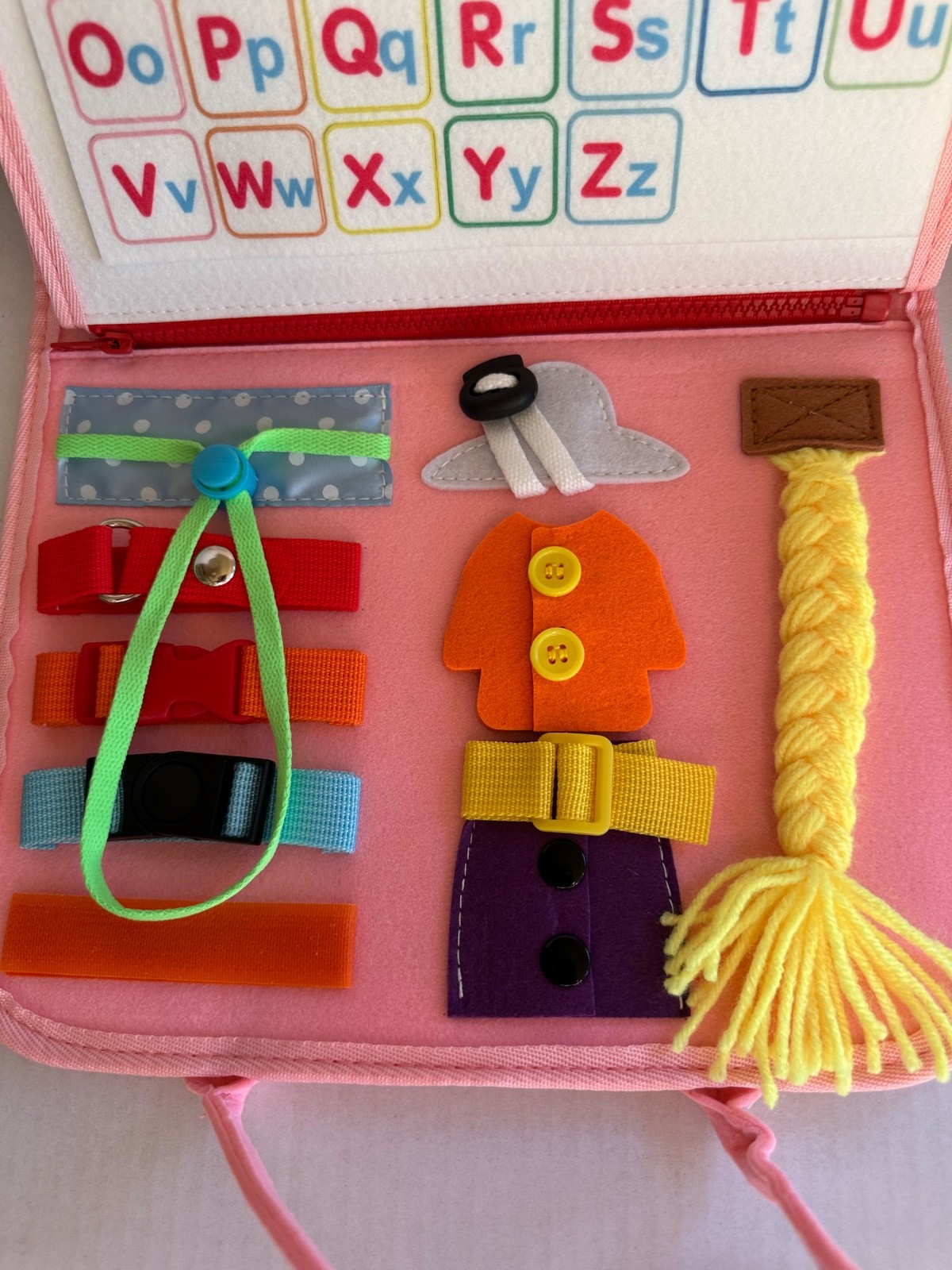 Montessori Felt Busy Board for Toddlers, Interactive Sensory Toy, Quiet Book