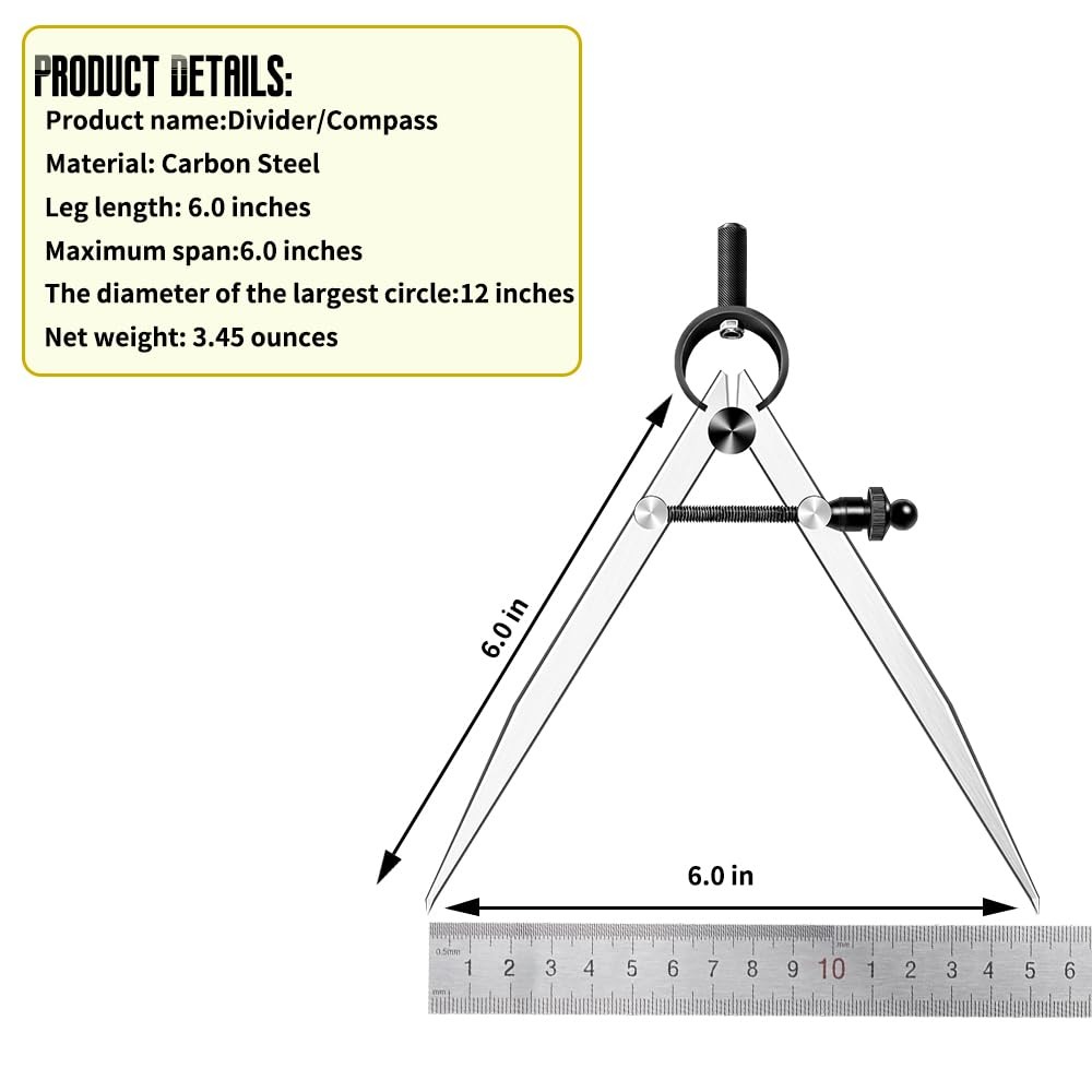 Leather Craft Compass, 6 Inch Professional Divider Steel…