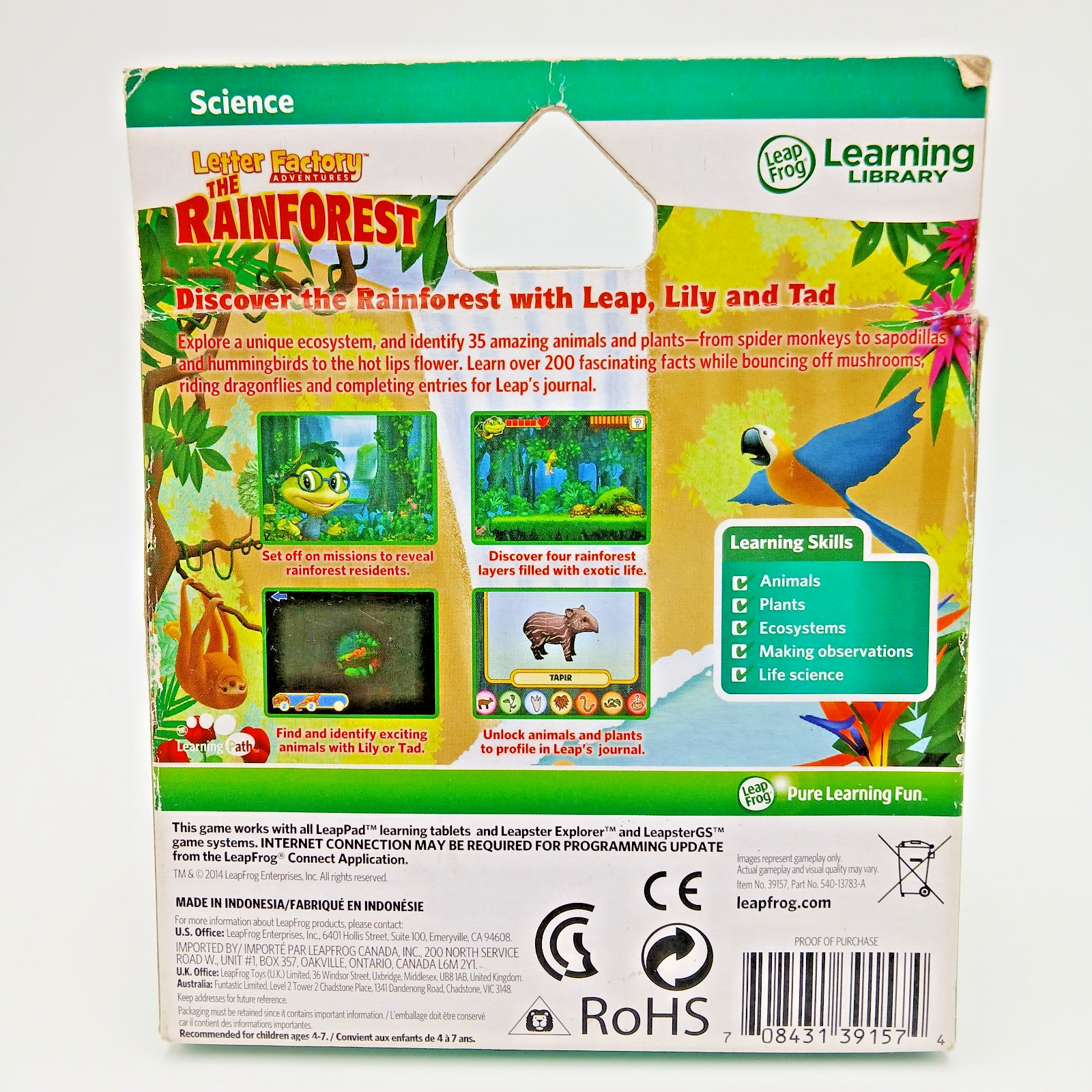 Leap Frog Letter Factory The Rainforest Leap Pad Leapster GS Science Game NOS
