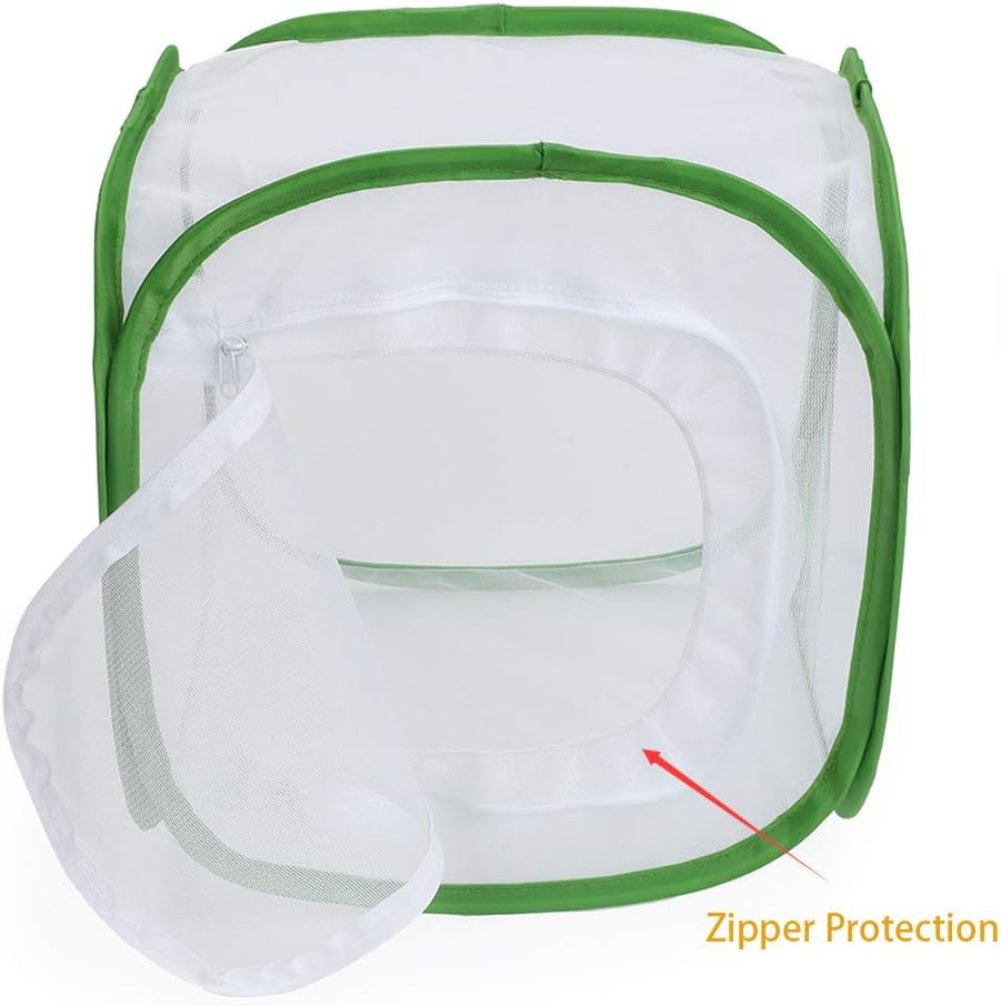 Insect and Butterfly Habitat Cage Terrarium Pop-Up 12 X 12 X 12 Inches with Zipp