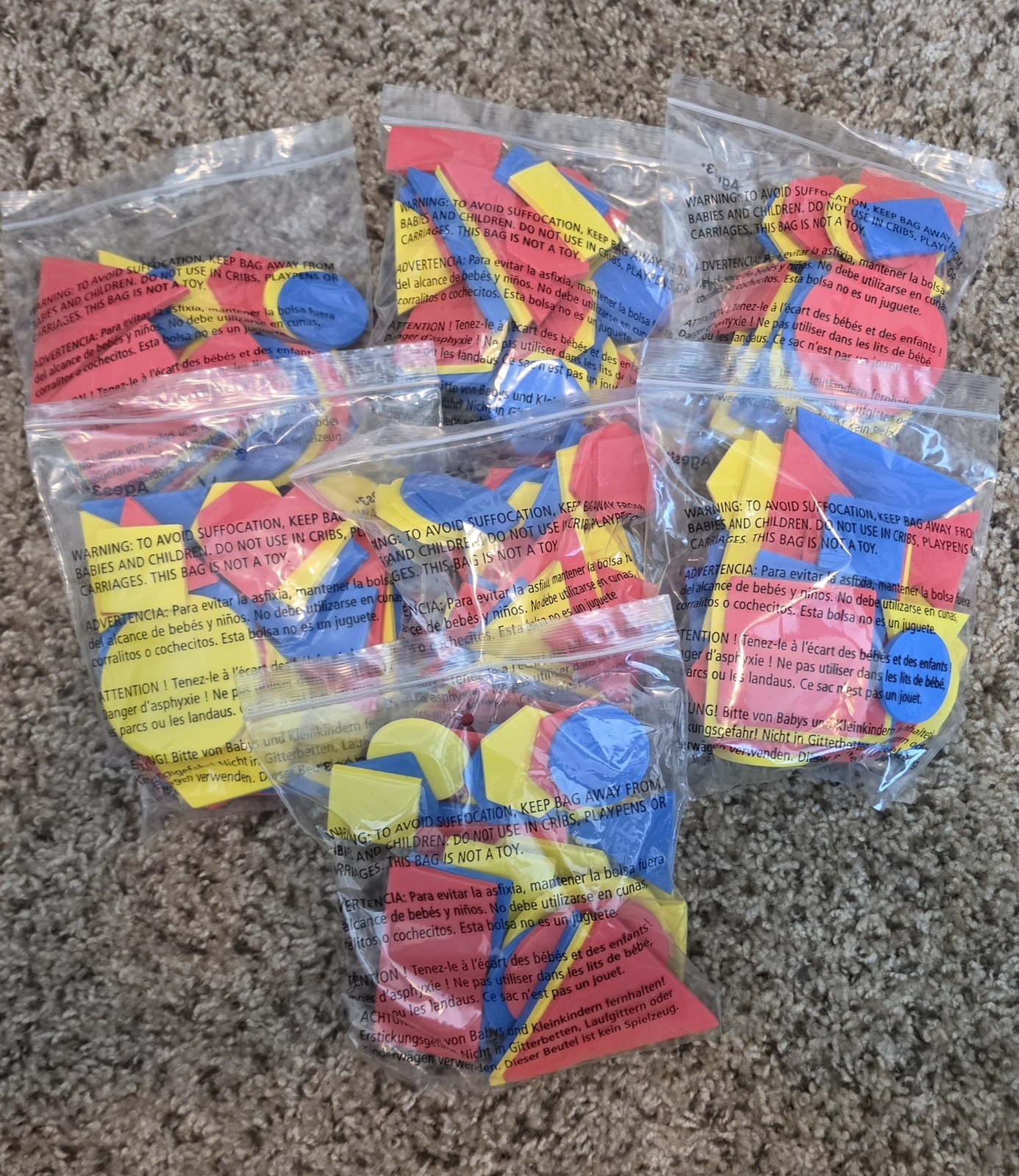 hand2mind Attribute Blocks Foam Set/30 Math, Yellow Blue Red, Age 3+