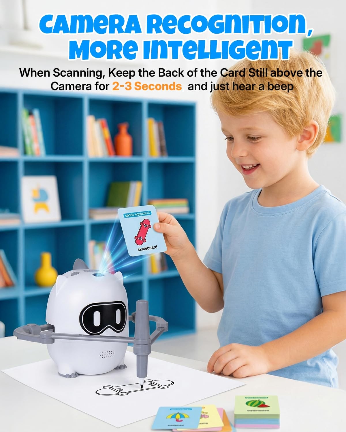 WOQWOQ Drawing Robot for Kids, Smart Scan & Music Interactive Standard, White