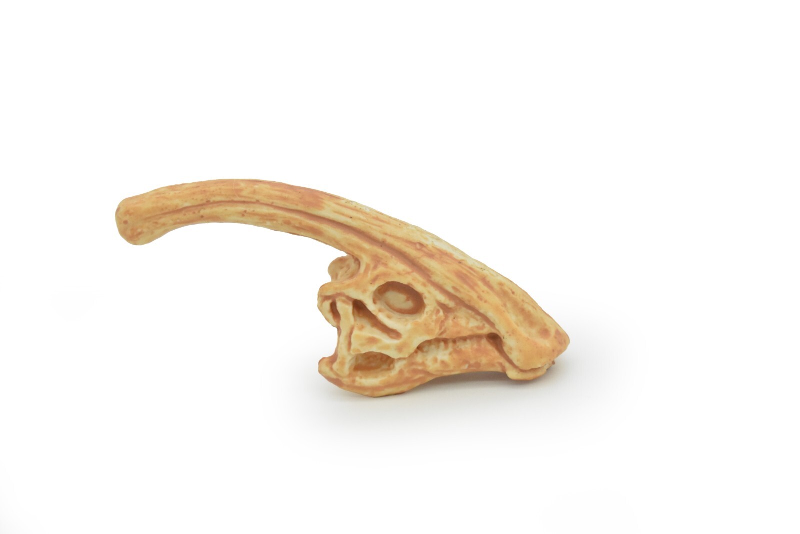 Parasaurolophus, Crested Lizard, Skull Fossil, Realistic Rubber Toy Model 2.5″