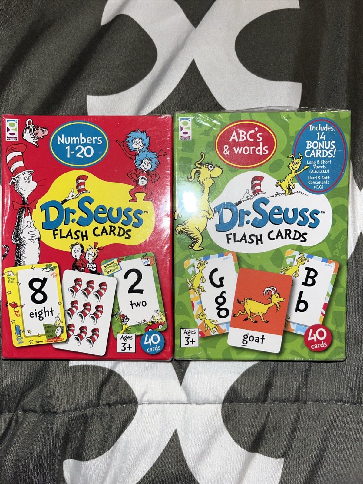 FREE SHIP – Lot of 2 Dr. Seuss Flash Card Sets~Numbers 1 to 20 & ABC’s and Words