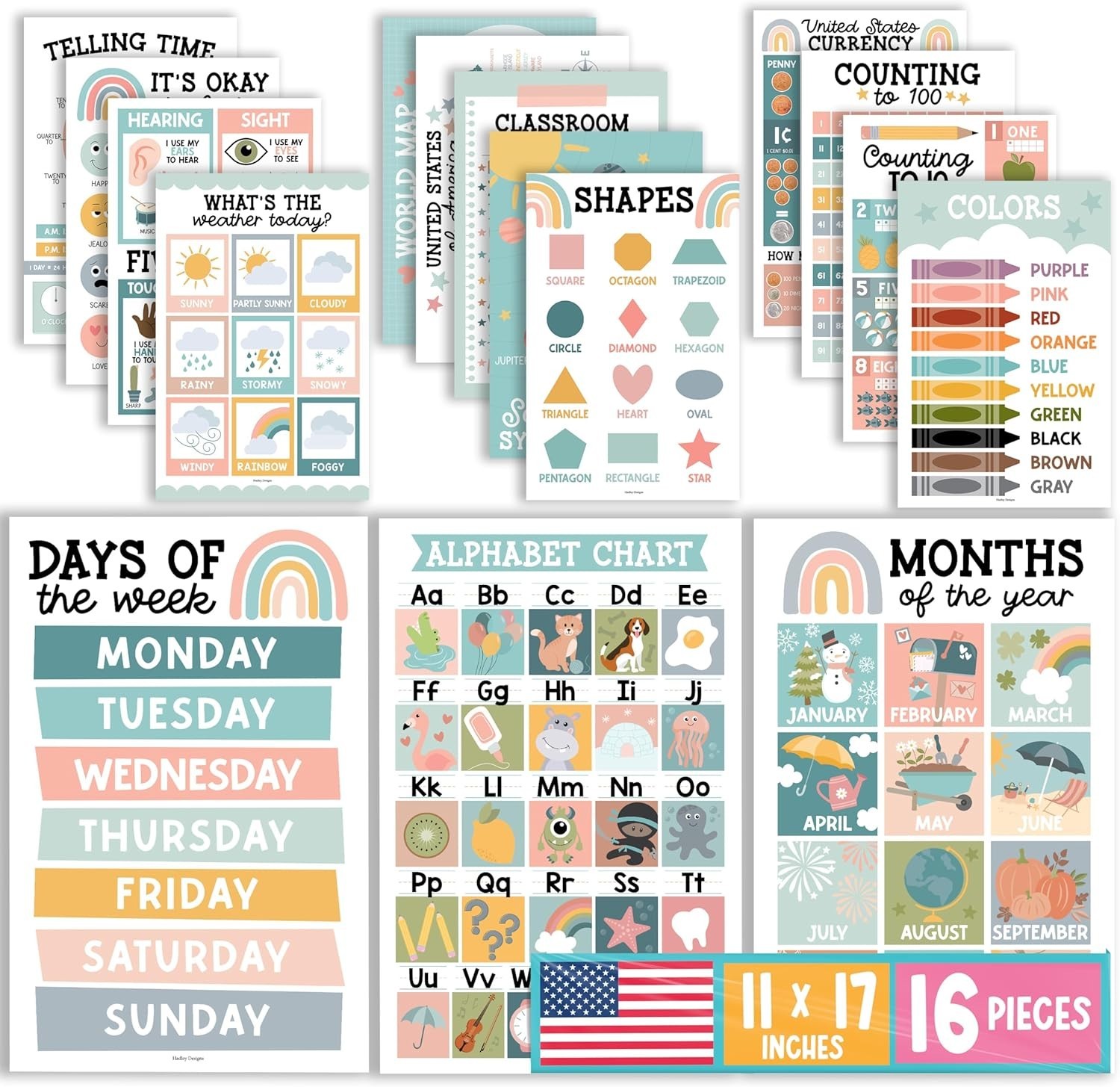 Engaging 16 Educational Posters for Kids – Perfect for Homeschool & Classrooms