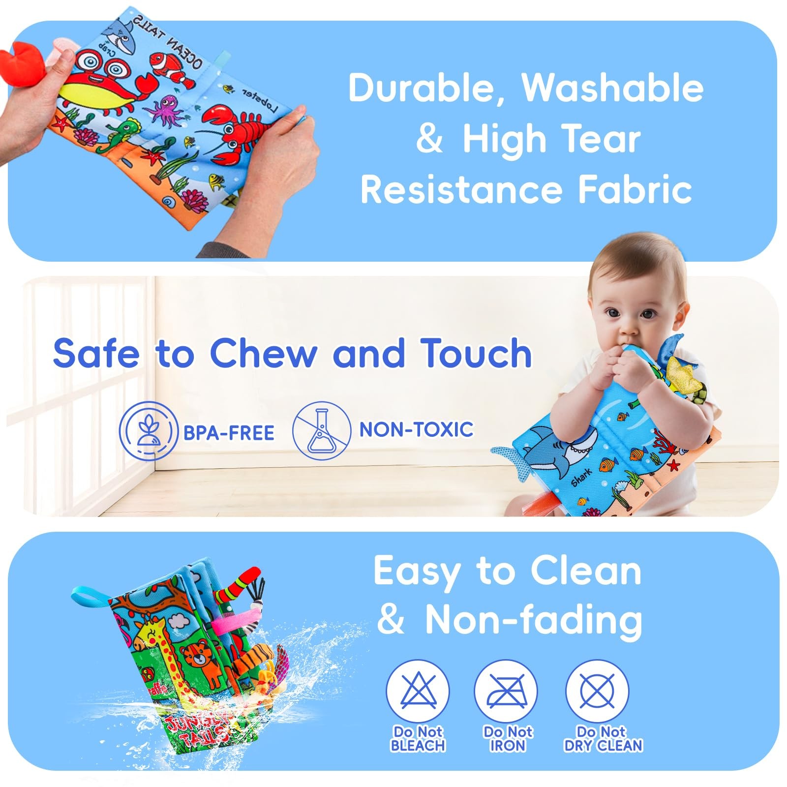 2PCS Baby Books 0-6 Months Infant Toys 0-3 3-6 6-12 Medium, Colorful