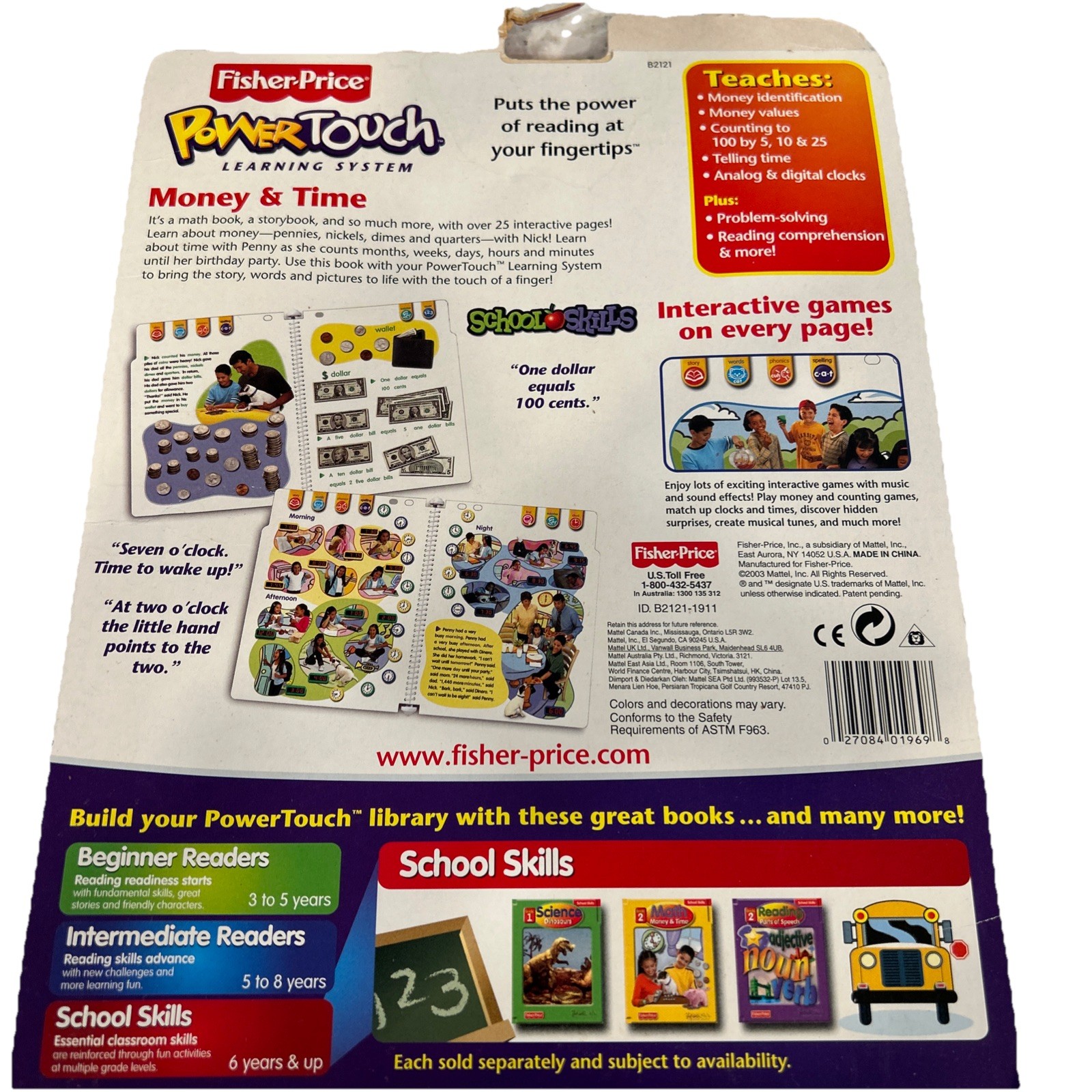 Fisher Price Power Touch Math Money & Time – Grade 2 Book and Cartridge New