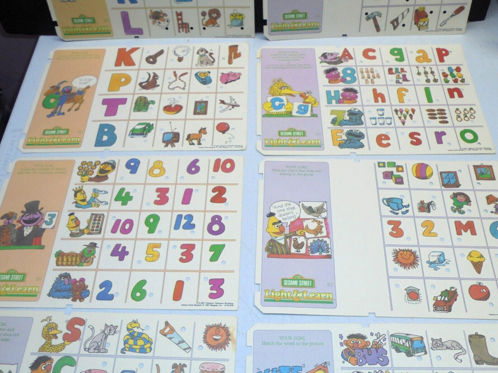 Sesame Street Light & Learn 10 Replacement Quiz Game Question Cards 1987
