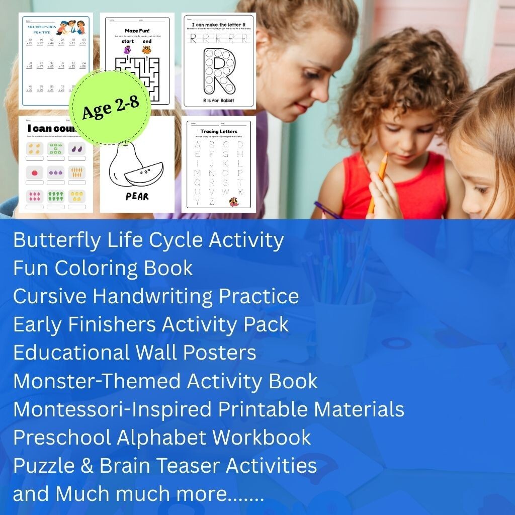 25-in-1 Educational Activity Bundle for Kids | Worksheets, Posters, Workbooks