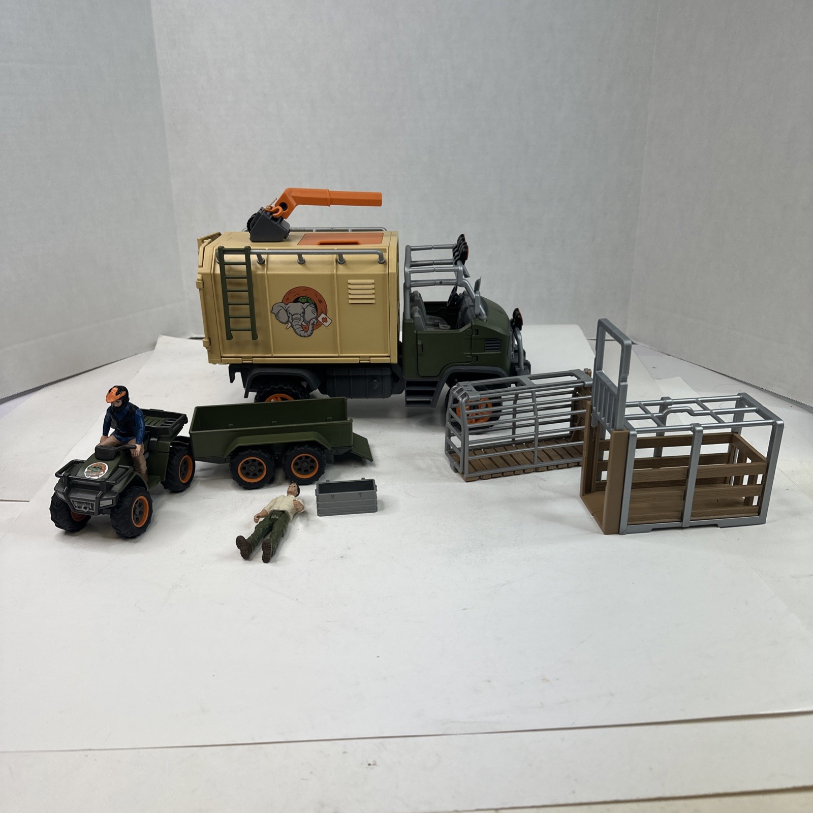 Schleich Animal Rescue Truck, ATV W/Wagon, Figures, Cages