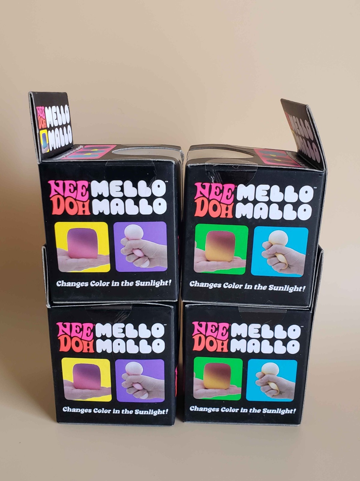 Lot of 4 Authentic NeeDoh Mello Mallo Color Change Squishy Squeeze Viral Toy NEW