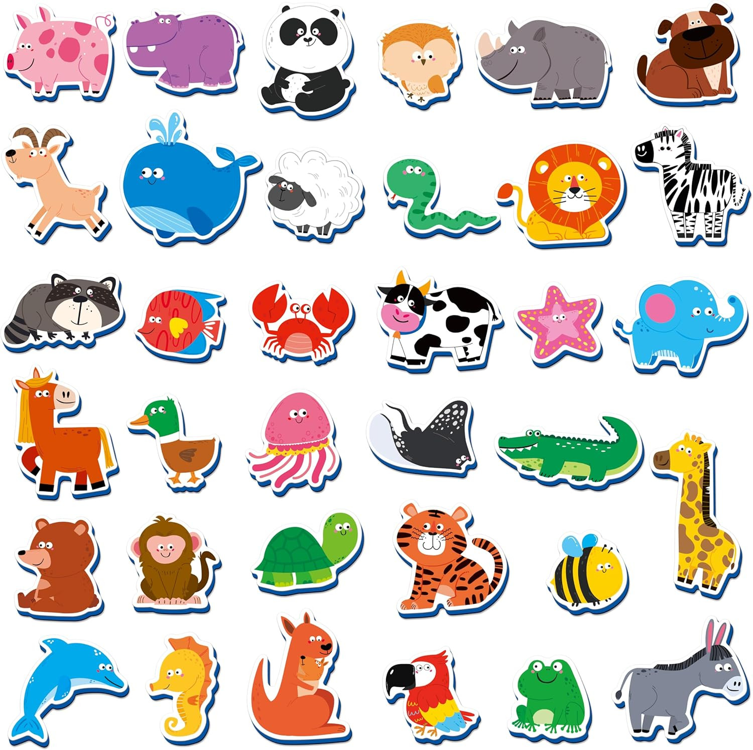 35 Pcs Animal Magnets, Adorable Magnetic Animal Toys – Wild, Farm & Marine Anima