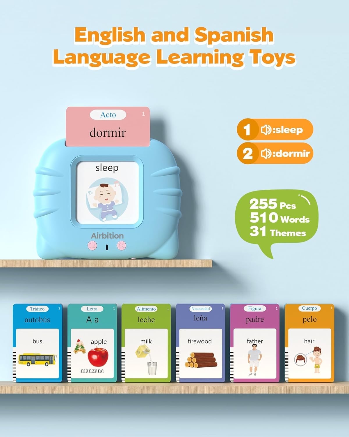 Montessori Spanish & English Flash Cards – 512 Words for Early Learning Ages 2+