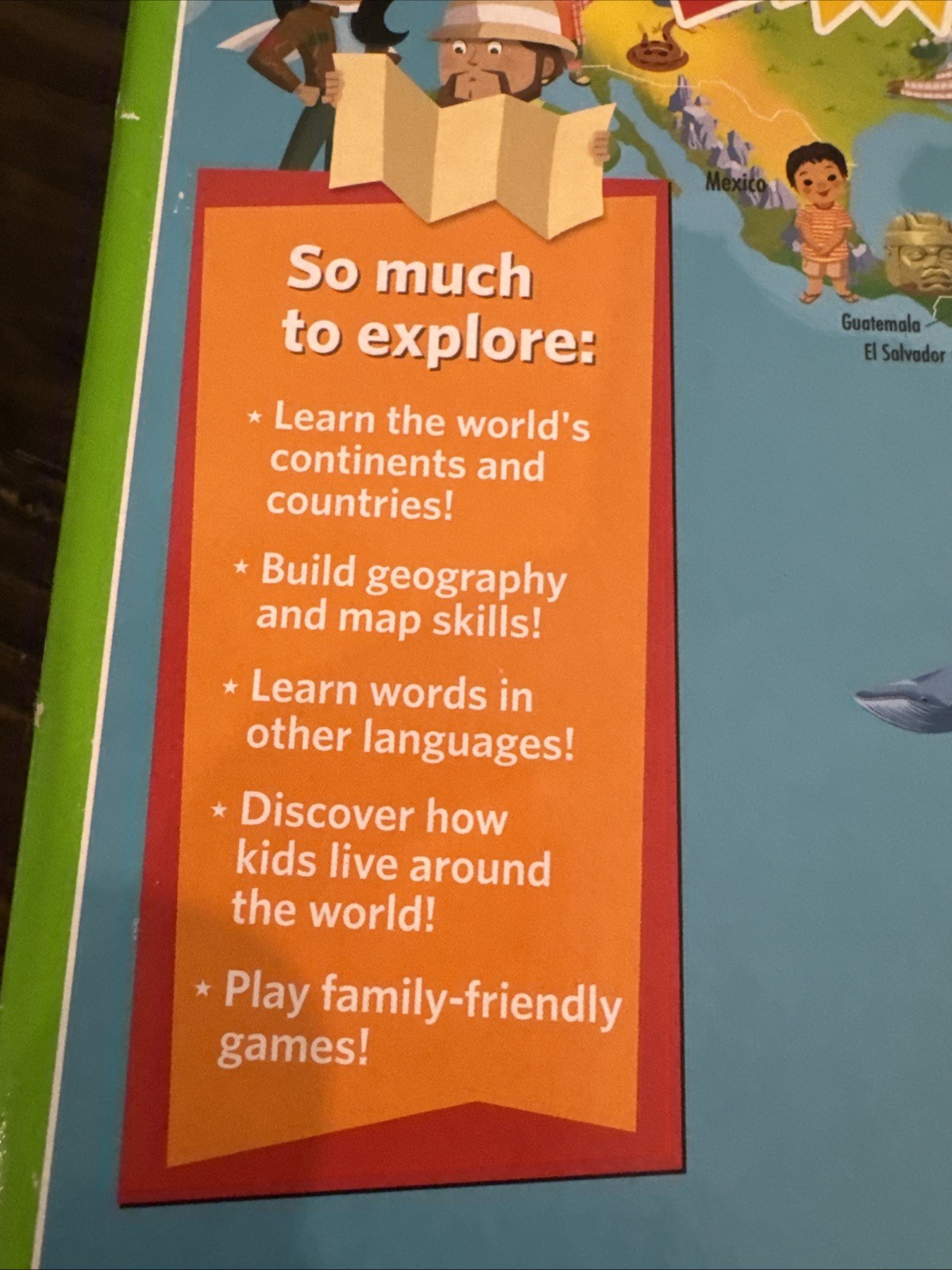 Leap Frog Interactive Jumbo World Map 2 Sided Educational- Use With Tag Read Sys