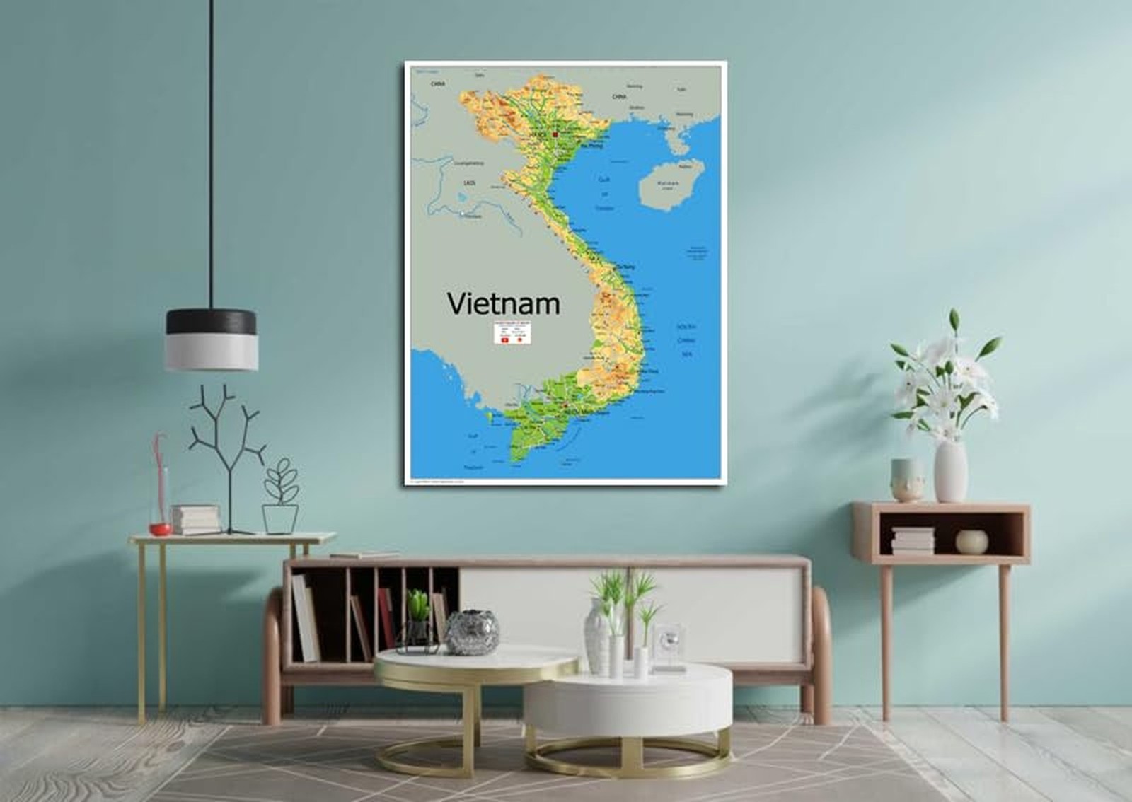 Vietnam Physical Map – 23.3 x 16.5 Inches – Paper Laminated