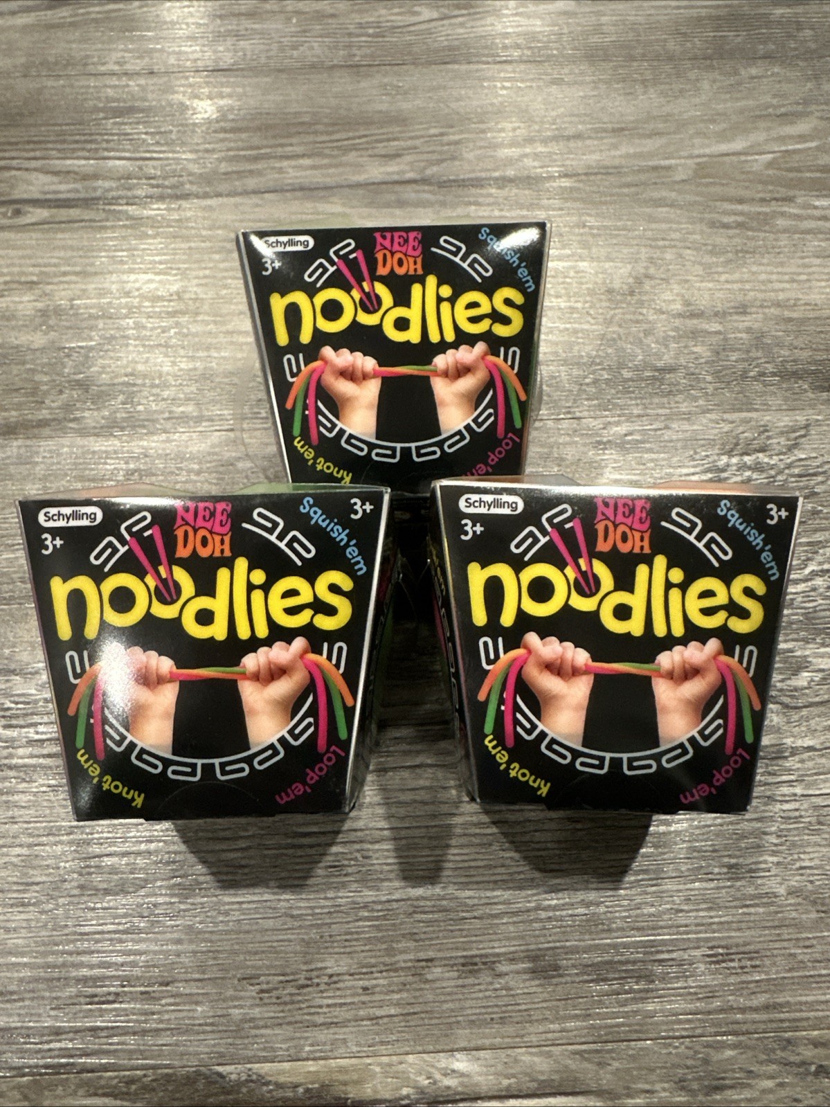 Lot of 3 NeeDoh Noodlies Sensory Fidget Toy, RARE Nee Doh Stretchy Noodles