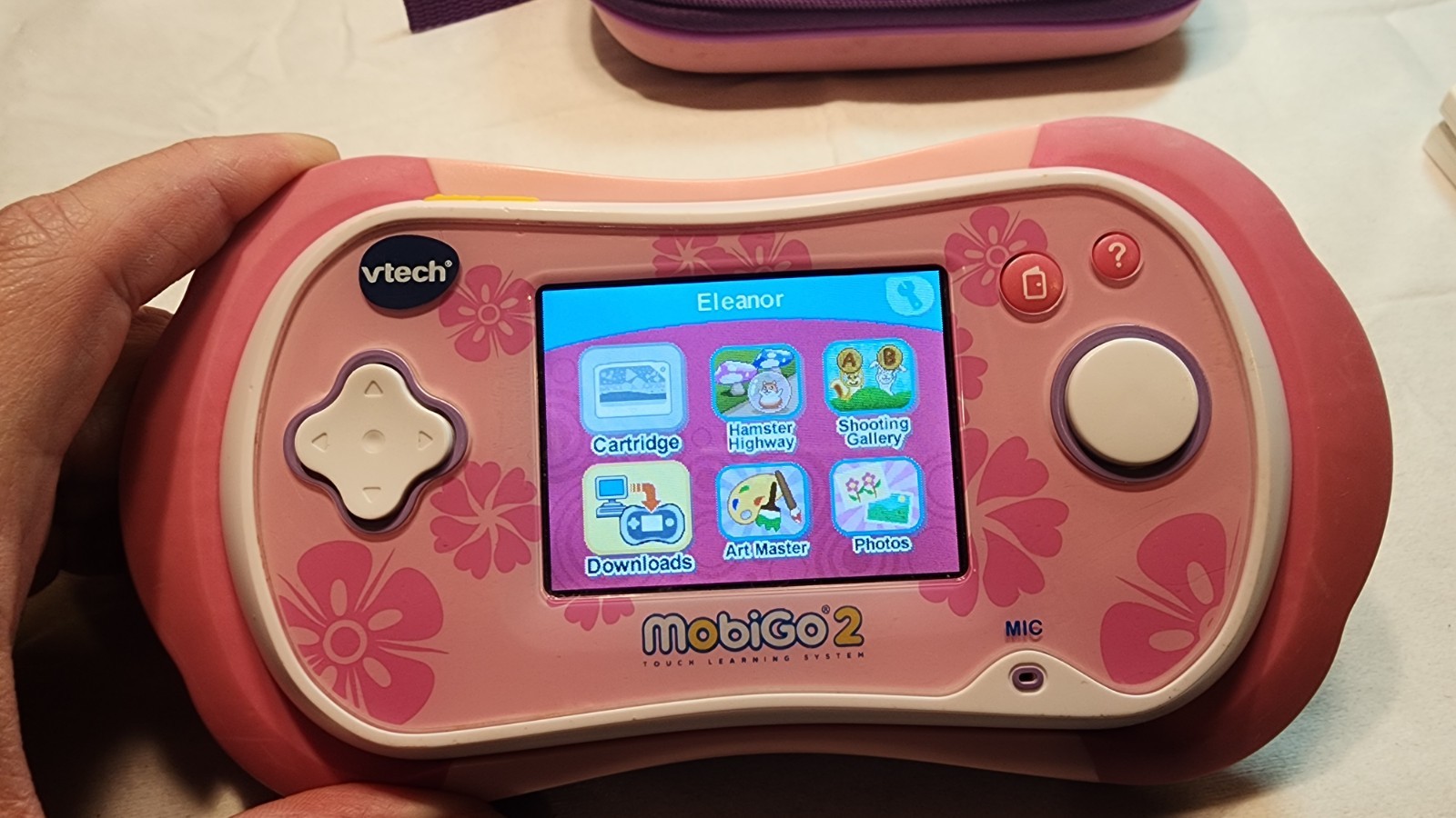 VTech MobiGo 2 Pink Touch Learning System w/ 3 Games Tested Works Case Handheld
