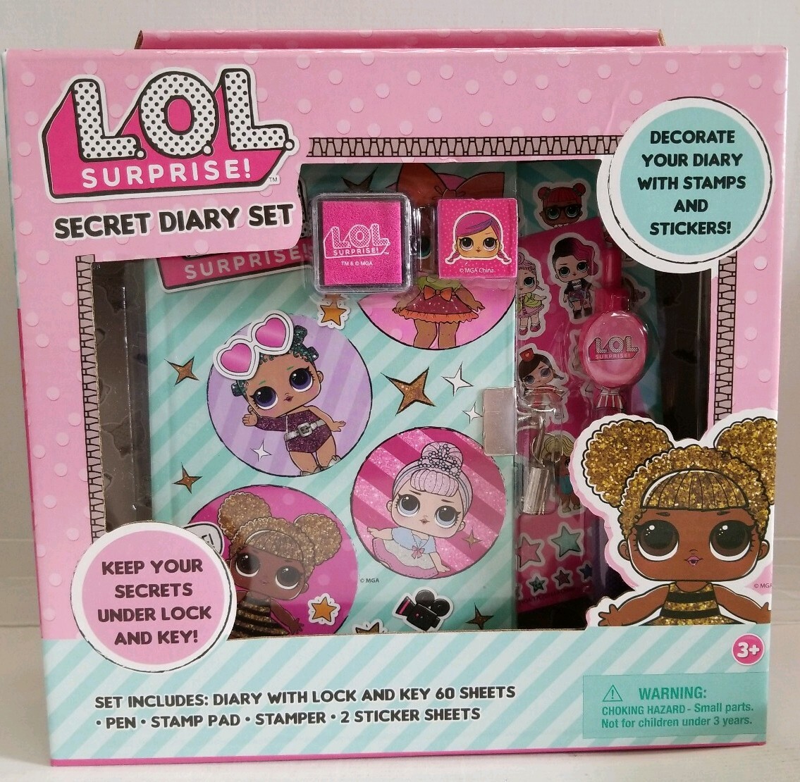 LOL SURPRISE SECRET DIARY SET STICKERS STAMPS PEN LOCK AND KEY NEW