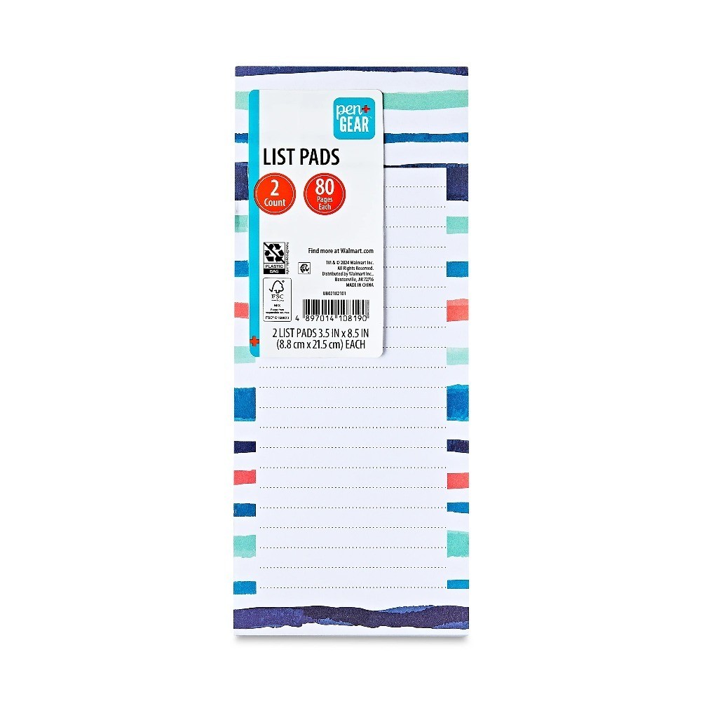 (8 pack) List Pads, Multicolor Floral & Stripe Design, 80 Sheets Each, 2 Count