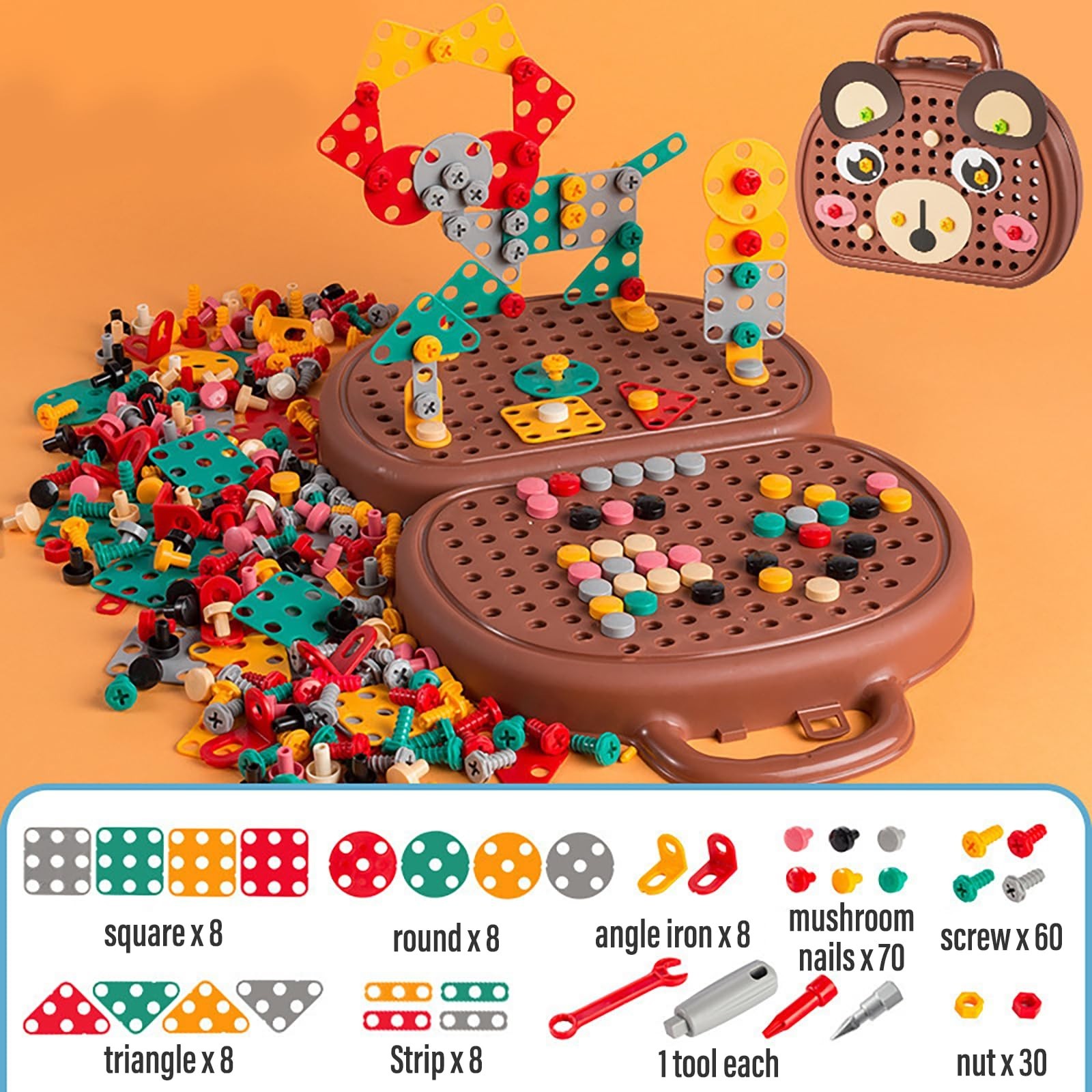 Magic Montessori Play Toolbox with Drill, 203Pcs Magic Montessori Play Toolbo…