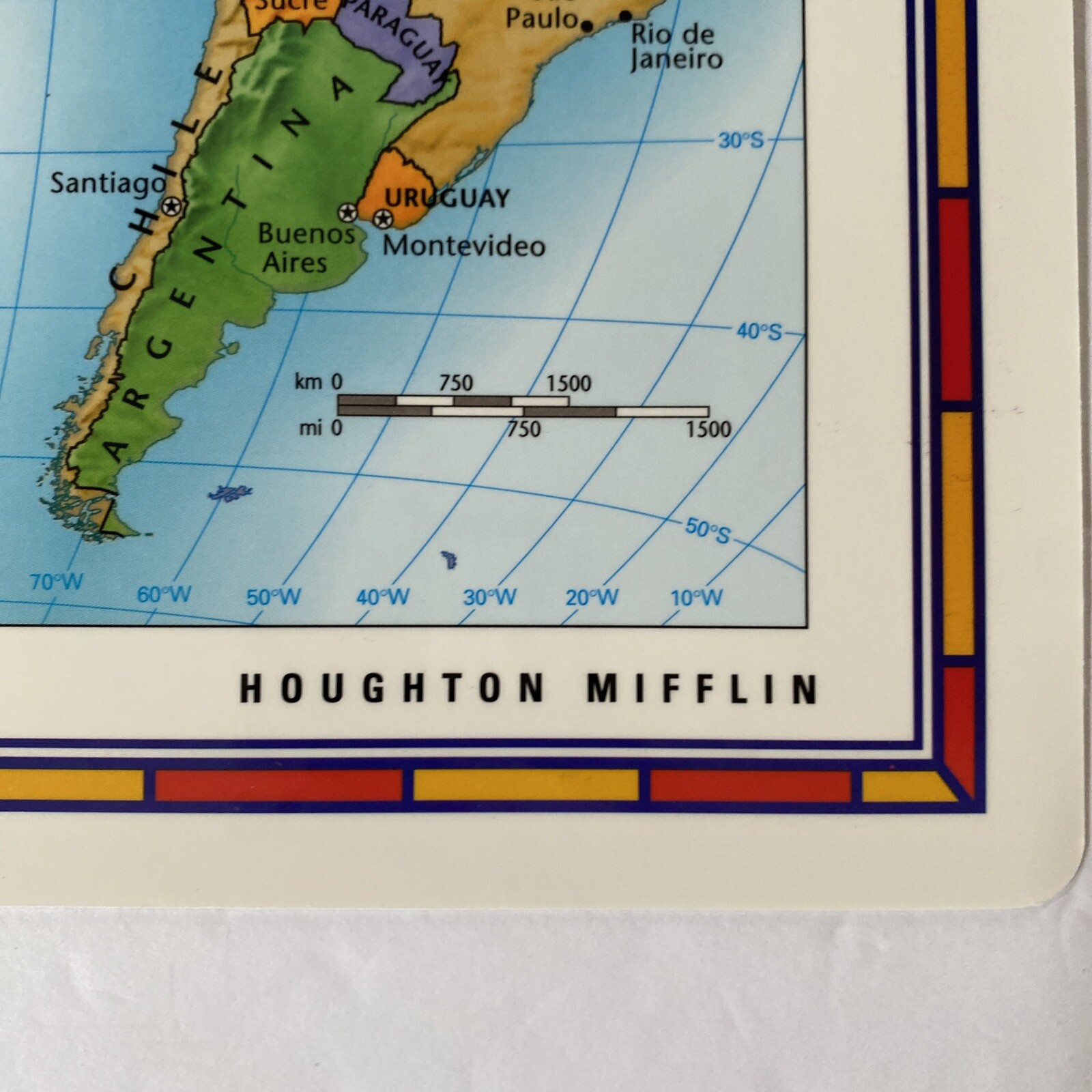 Houghton Mifflin Eastern & Western Hemisphere Double Side Map 11”x17” I53583
