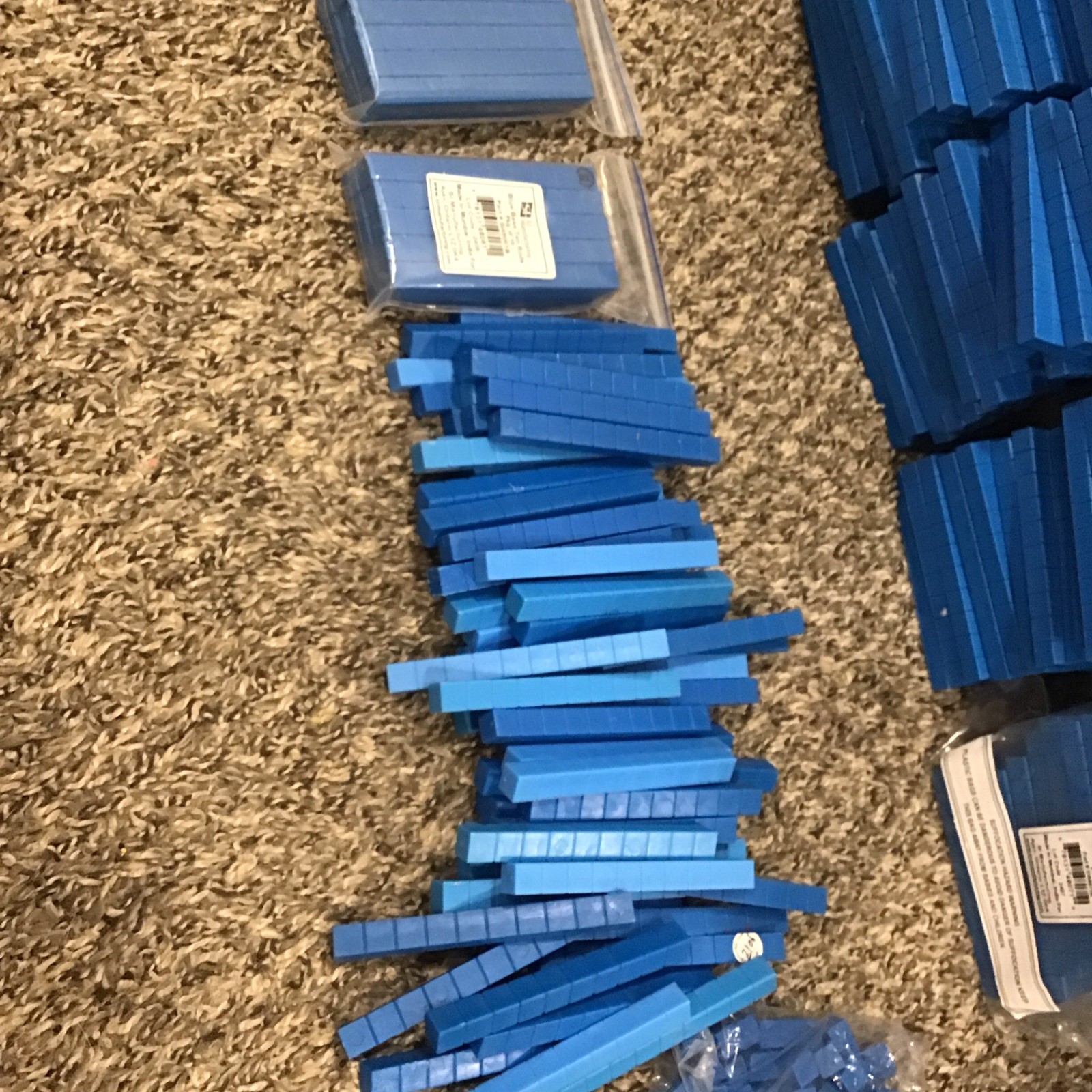 Blue Base Ten Blocks (Cube, Flats, Rods, Units) Huge Lot, SI Manufacturing, Home