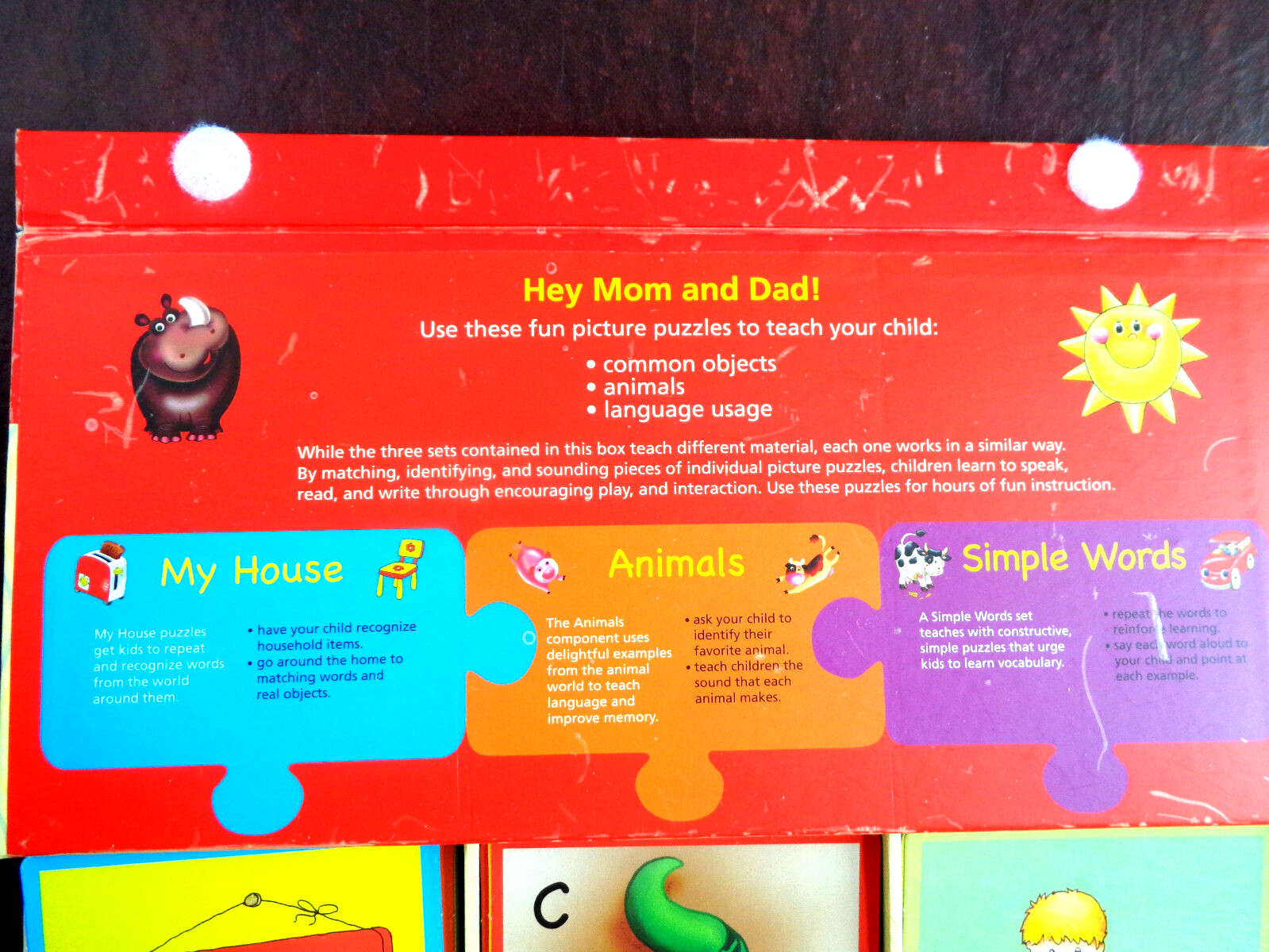 FIRST WORDS Puzzle Set~House-Animals-Simple Words Early Childhood Development
