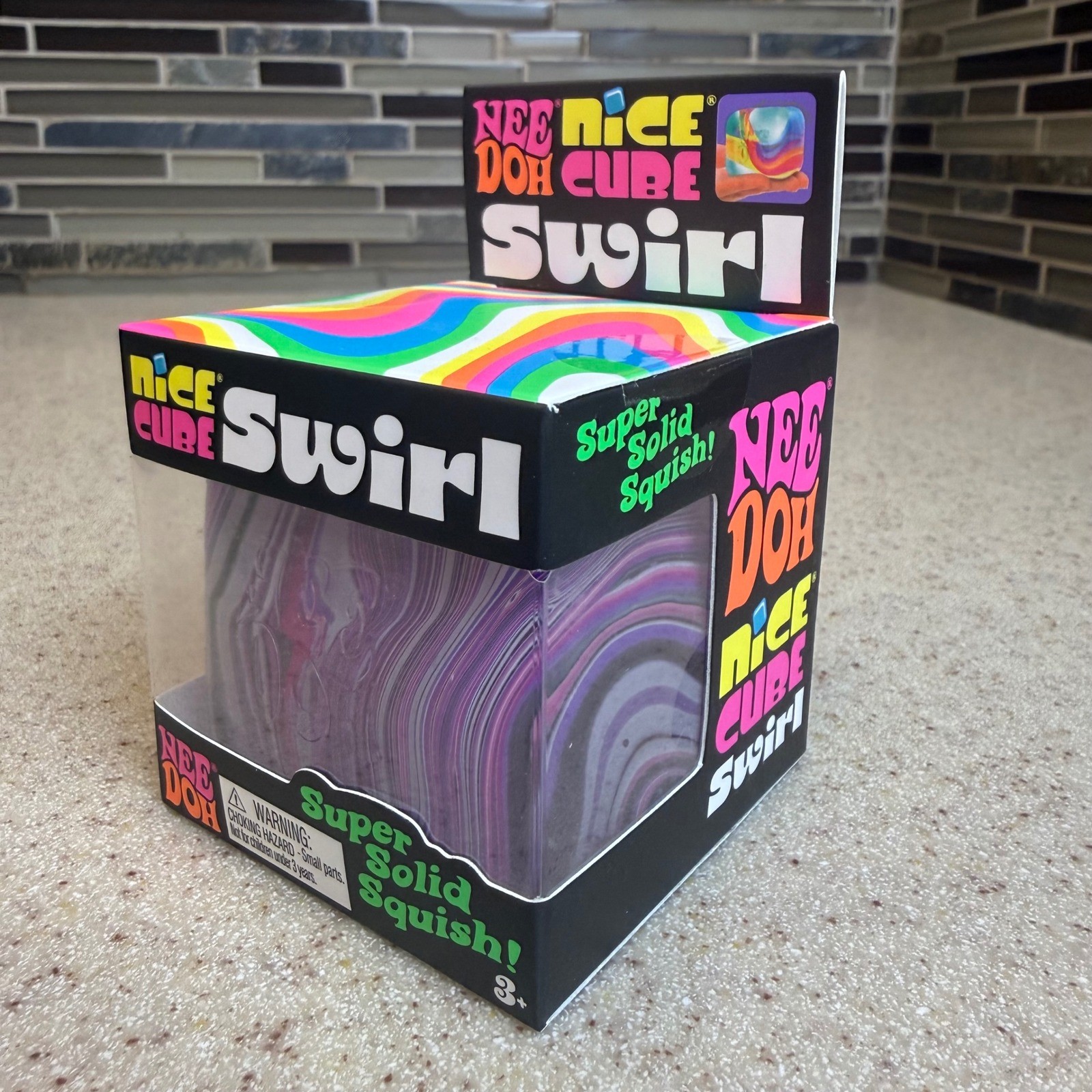 NEW NeeDoh Nice Cube Swirl Purple Pink Black Squishy Fidget Schylling Sealed