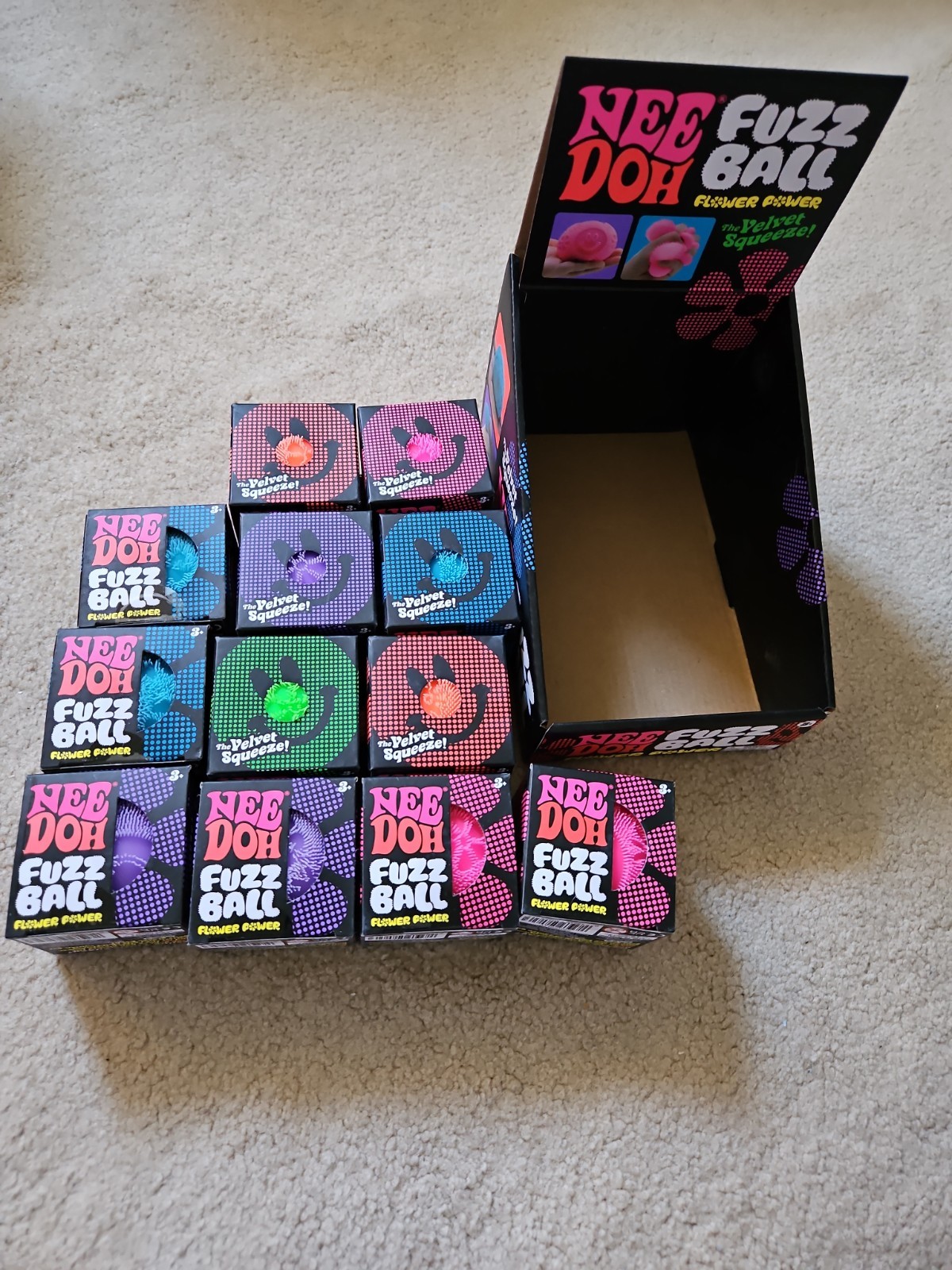 LOT of 12 Nee Doh Fuzz Ball Flower Power Multi Color BRAND NEW SEALED
