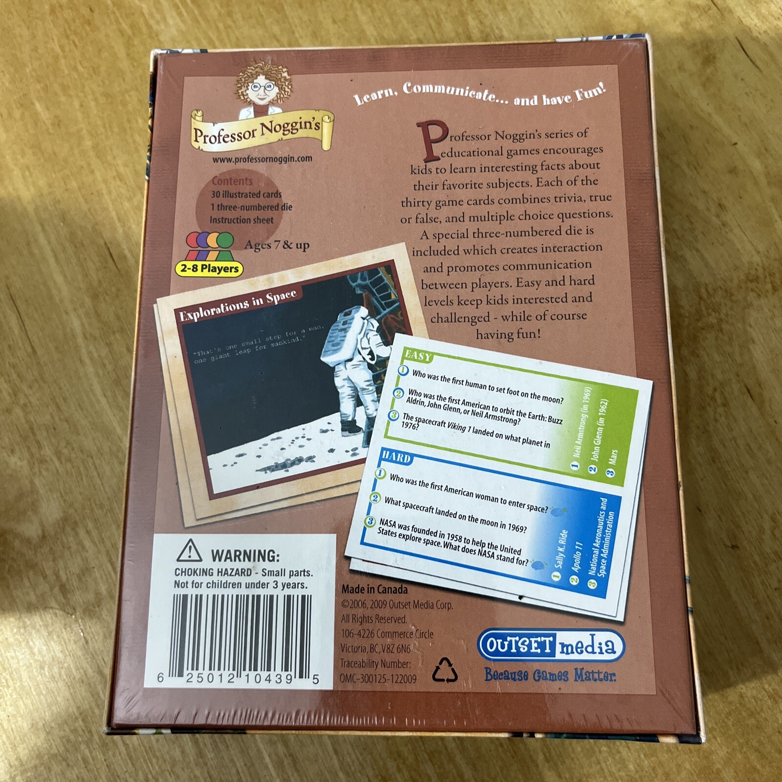 Professor Noggin History Of The United States Card Game Home School Factory Seal