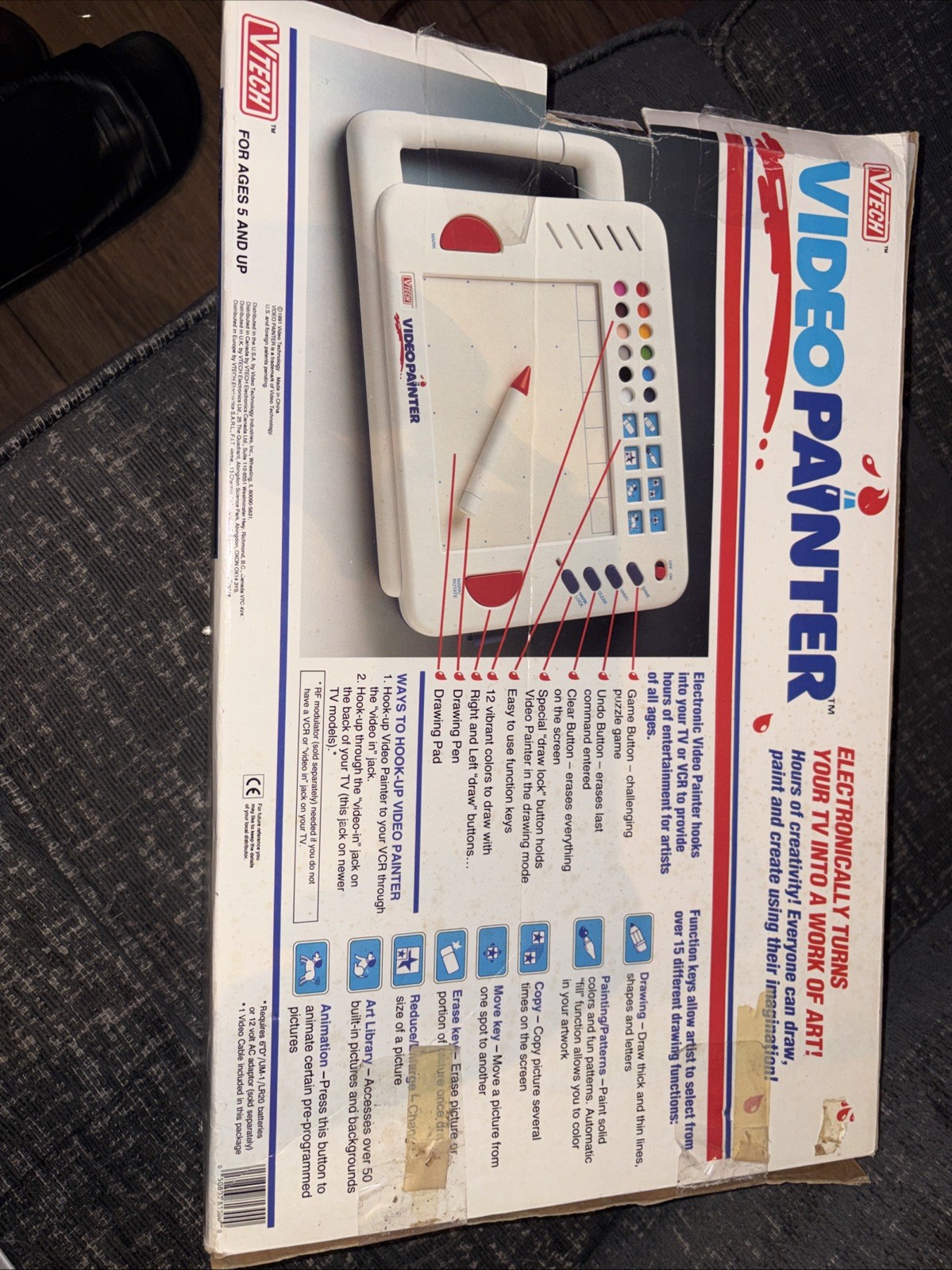 Vintage 1990s VTech Master Video Painter In Box 1991 W/ Stylus OEM Cords & Box